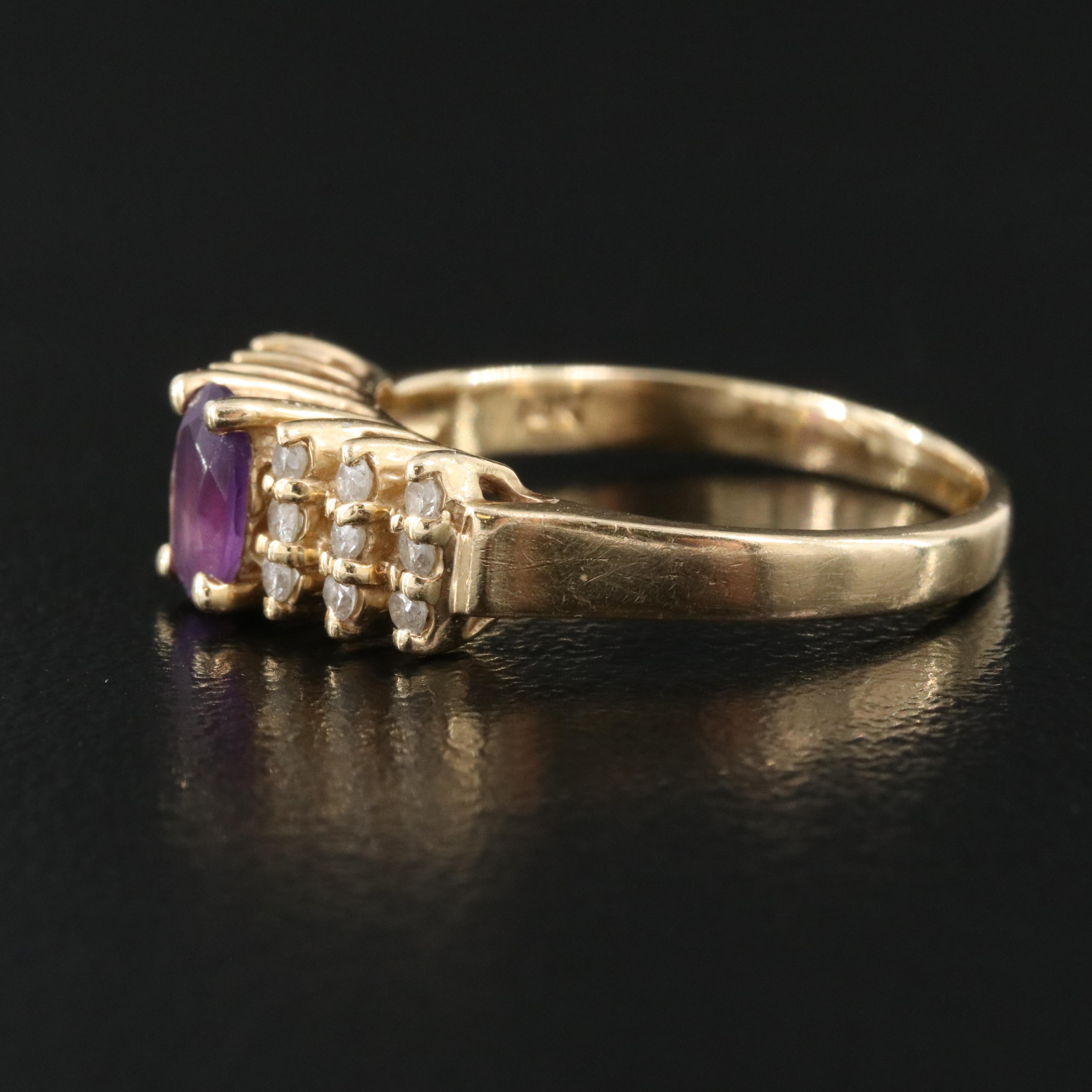 14K Amethyst and Diamond Ring