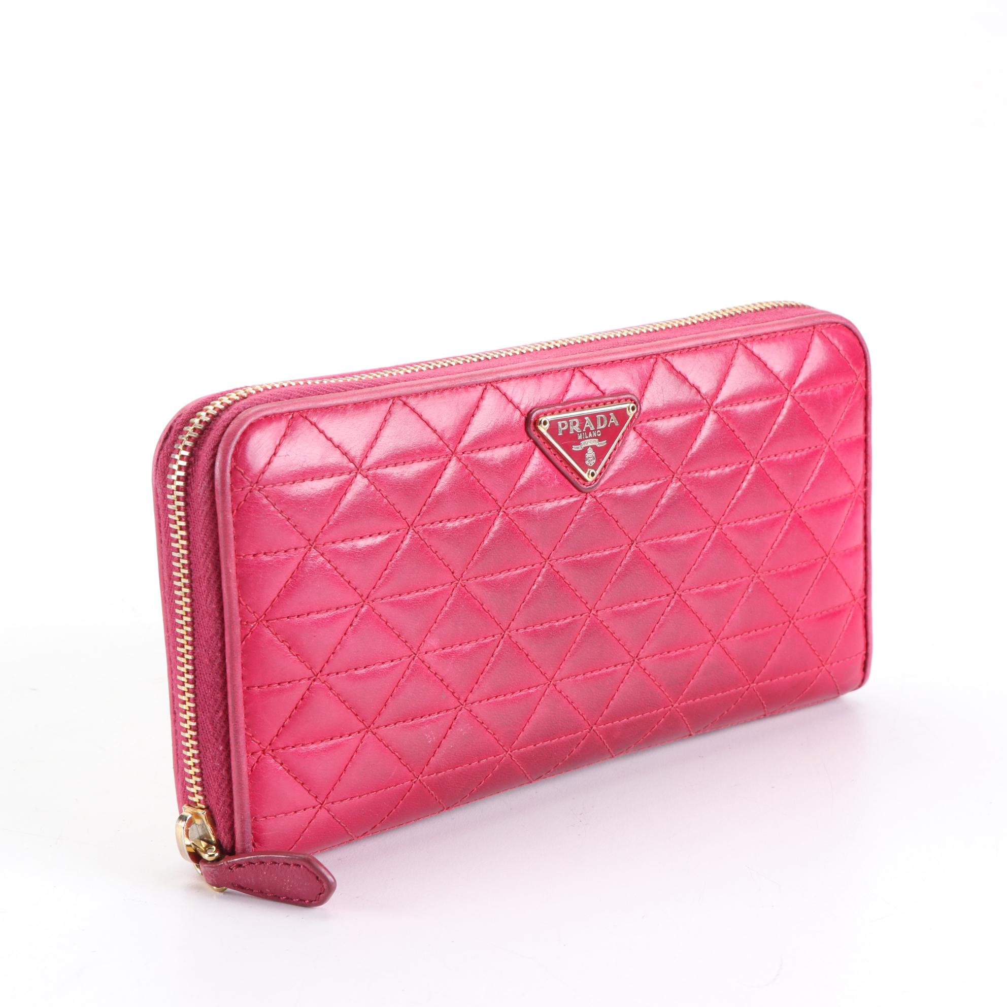 Prada Zip-Around Wallet in Quilted Leather with Box