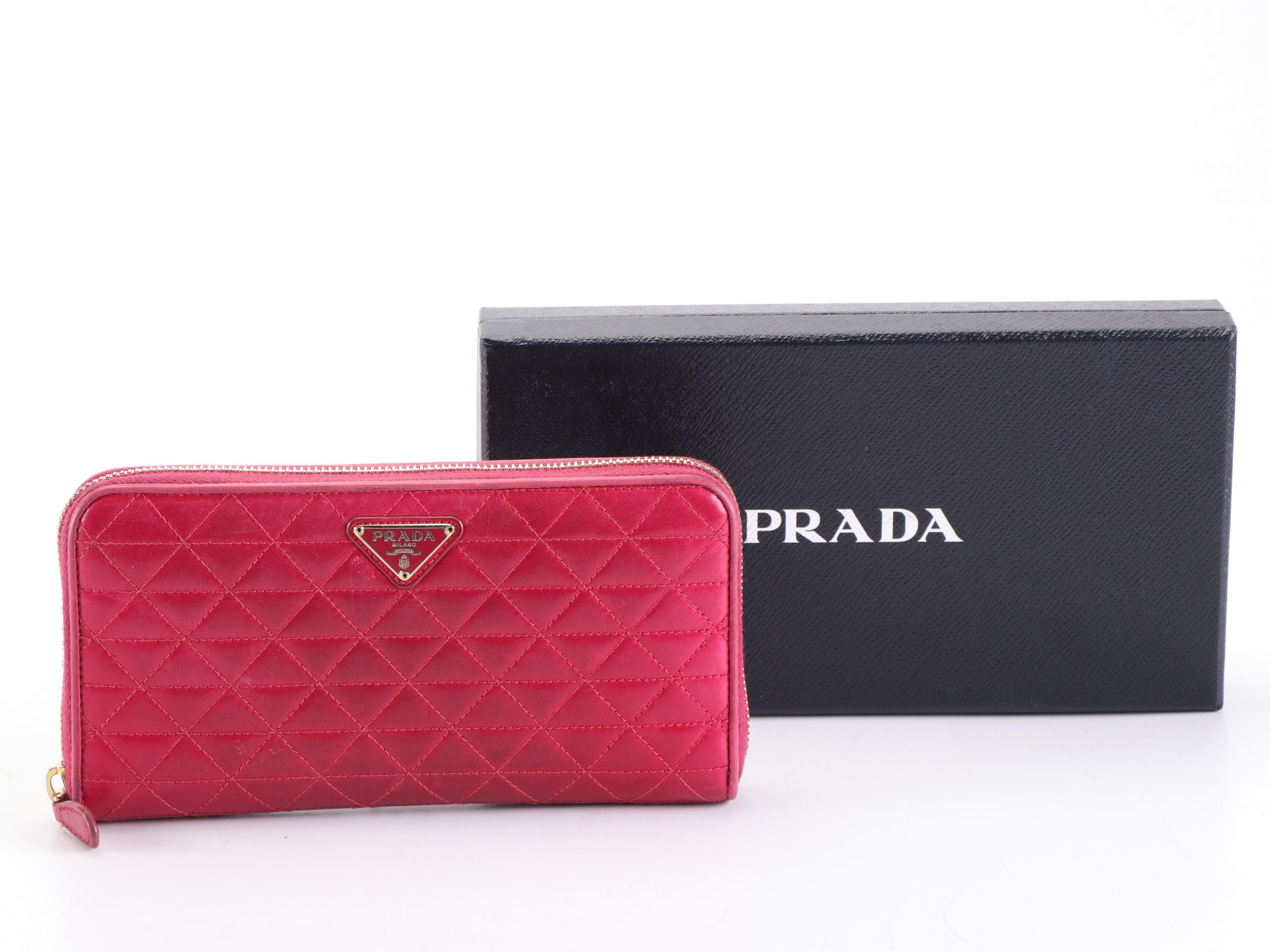 Prada Zip-Around Wallet in Quilted Leather with Box