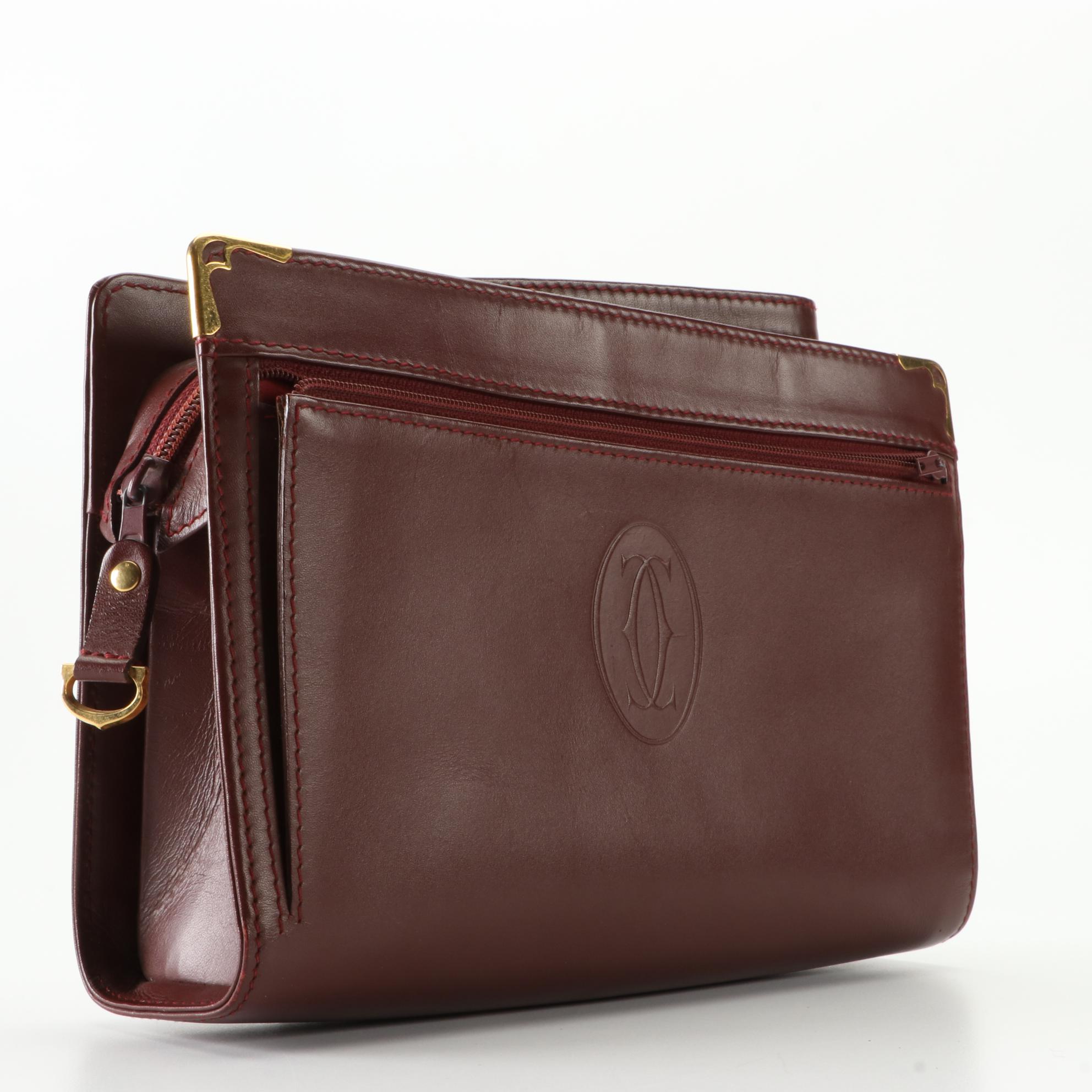 Cartier Must de Cartier Clutch in Burgundy Leather