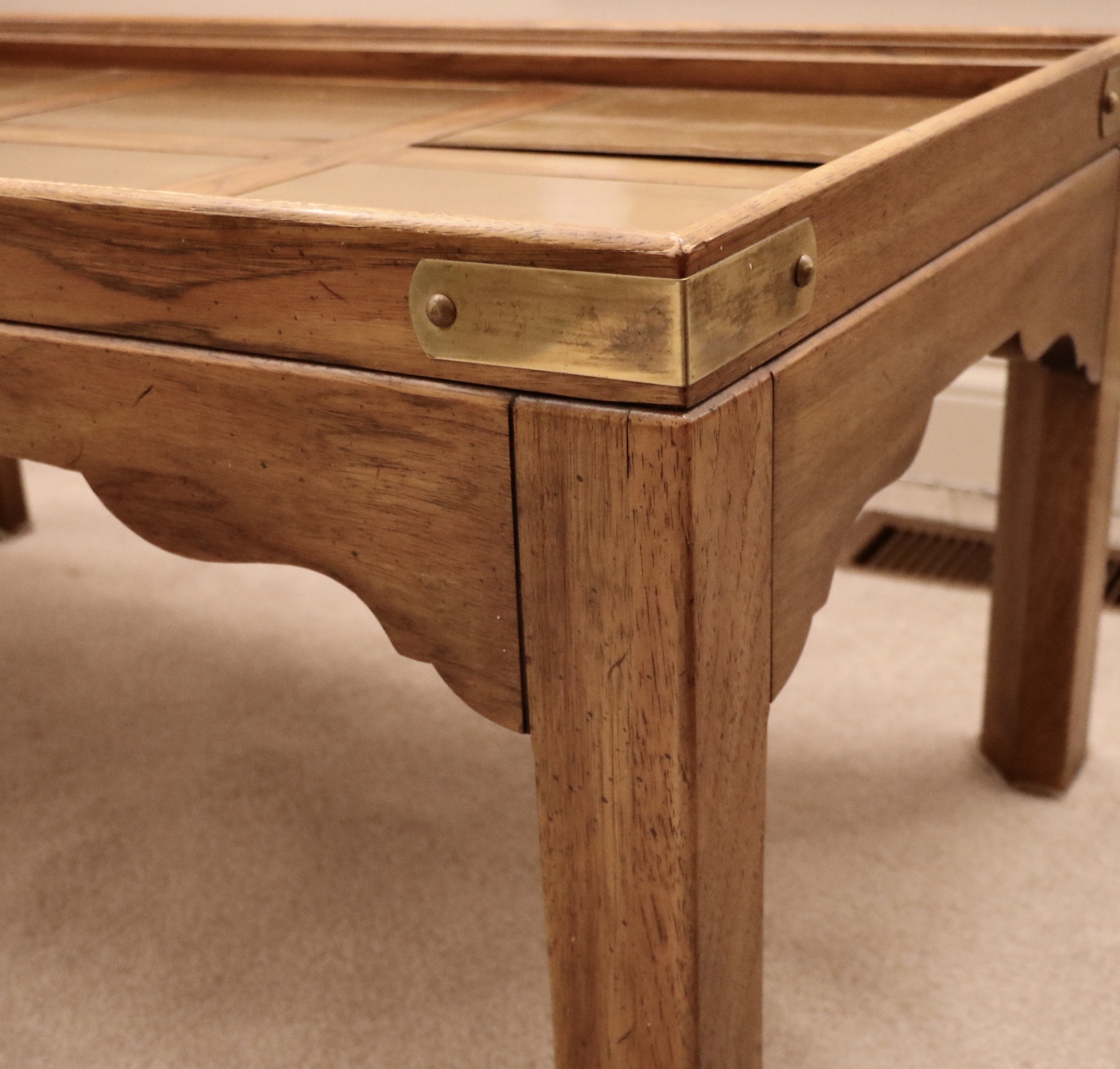 Drexel Heritage Campaign Style Pecan End Table and Coffee Table