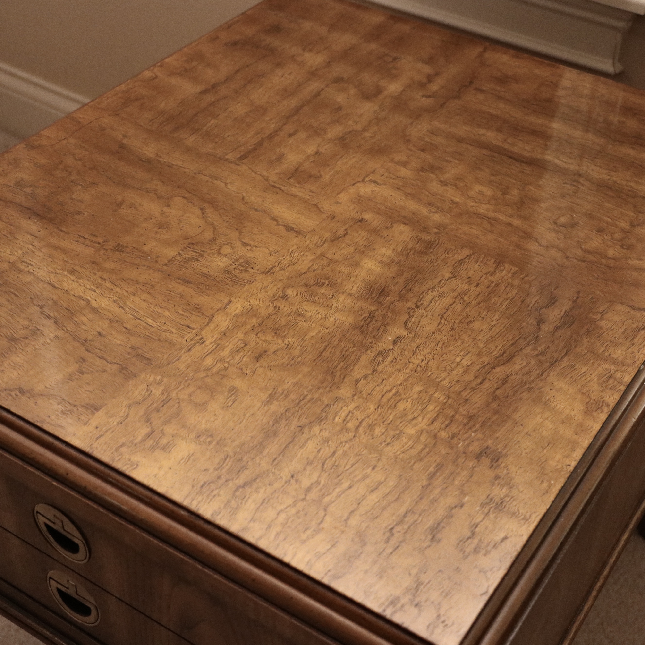 Drexel Heritage Campaign Style Pecan End Table and Coffee Table