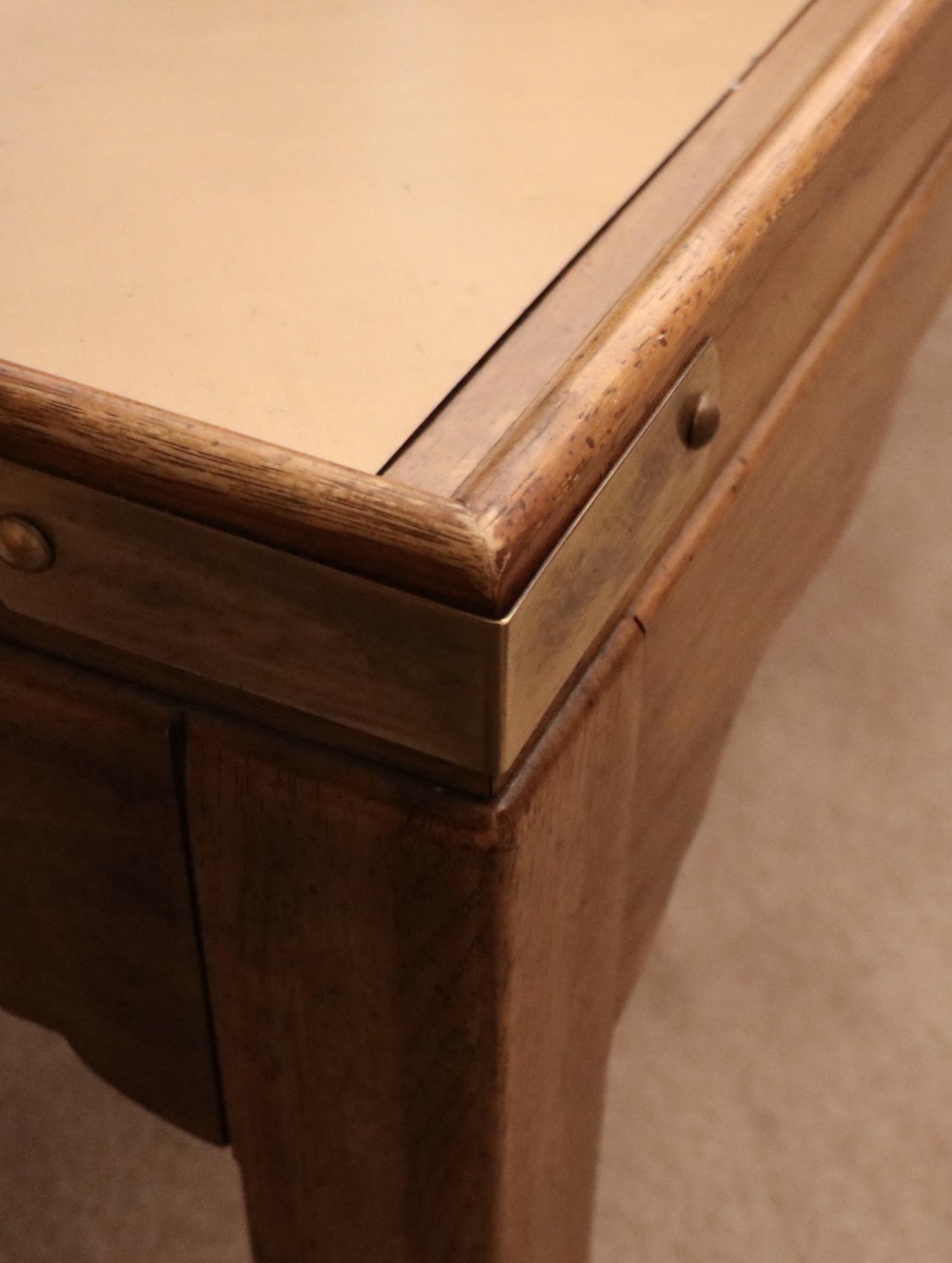 Drexel Heritage Campaign Style Pecan End Table and Coffee Table