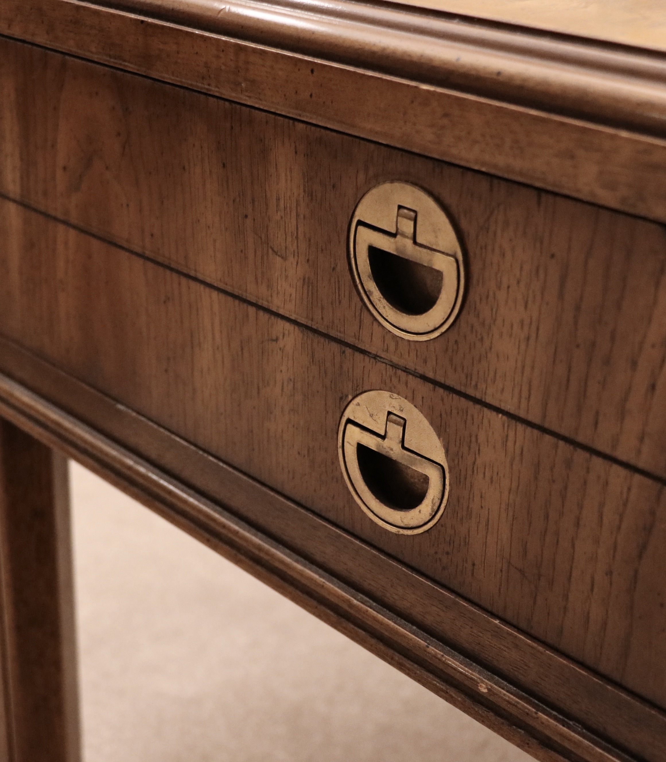 Drexel Heritage Campaign Style Pecan End Table and Coffee Table