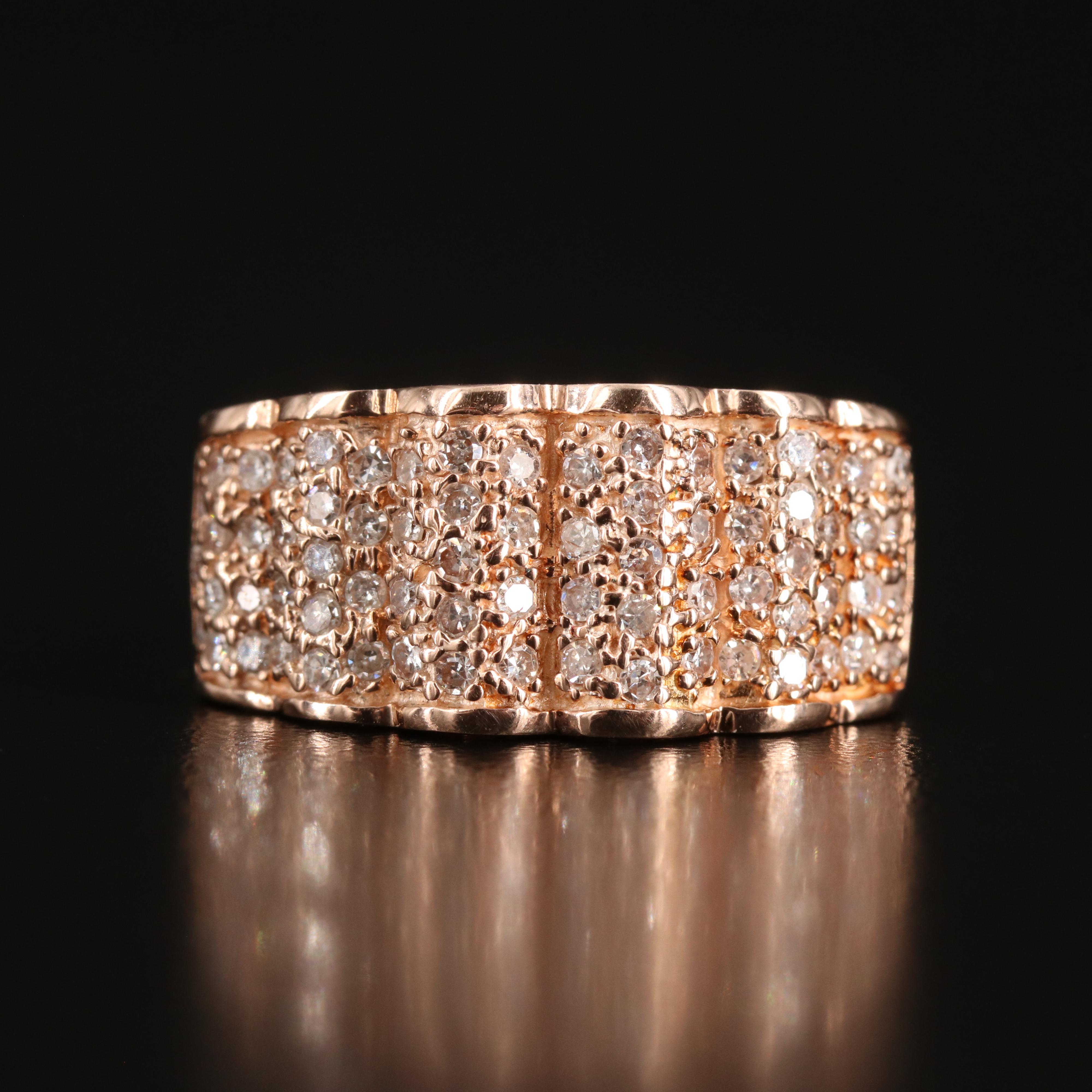 14K Rose Gold 0.70 CTW Diamond Fluted Ring