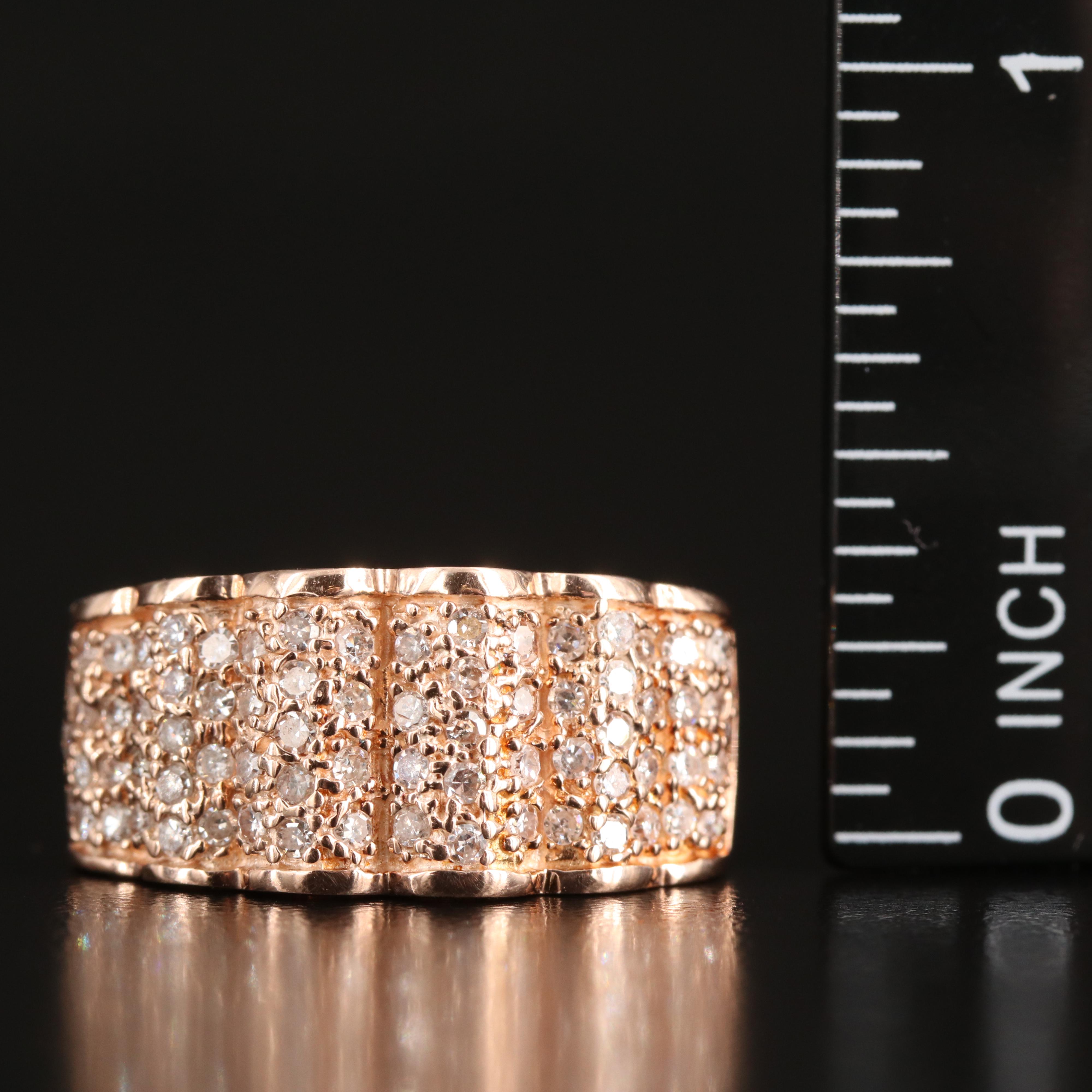 14K Rose Gold 0.70 CTW Diamond Fluted Ring