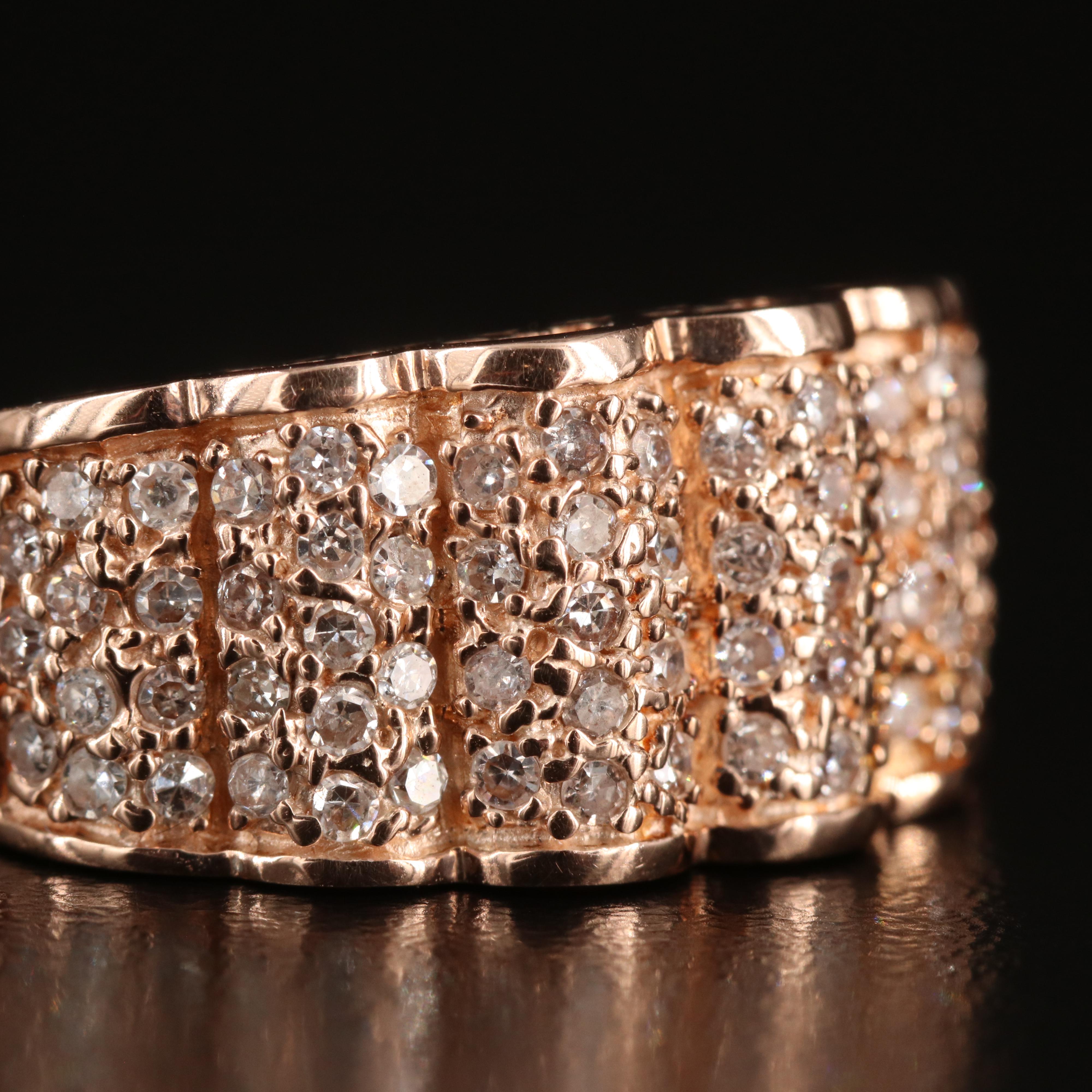 14K Rose Gold 0.70 CTW Diamond Fluted Ring