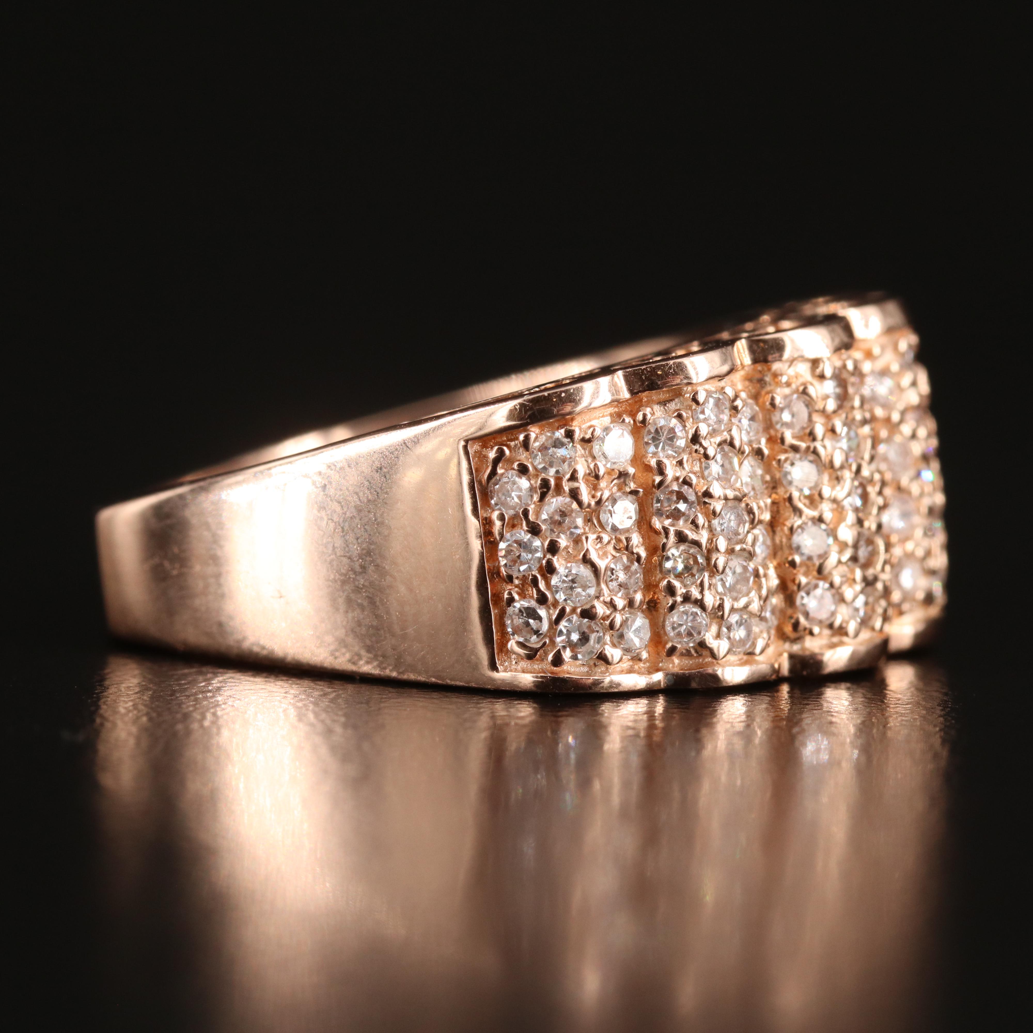 14K Rose Gold 0.70 CTW Diamond Fluted Ring