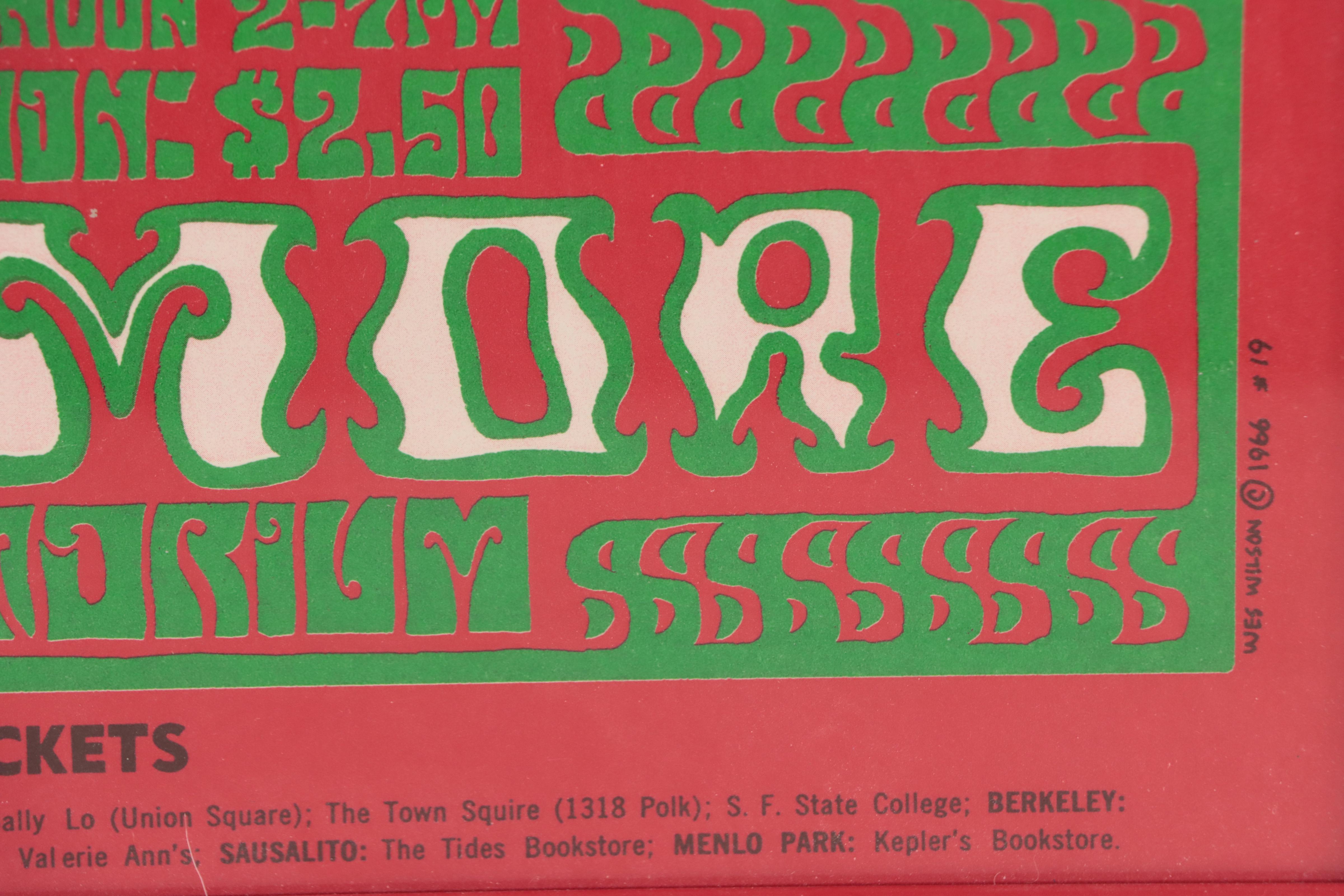 Color Lithograph Concert Poster After Wes Wilson