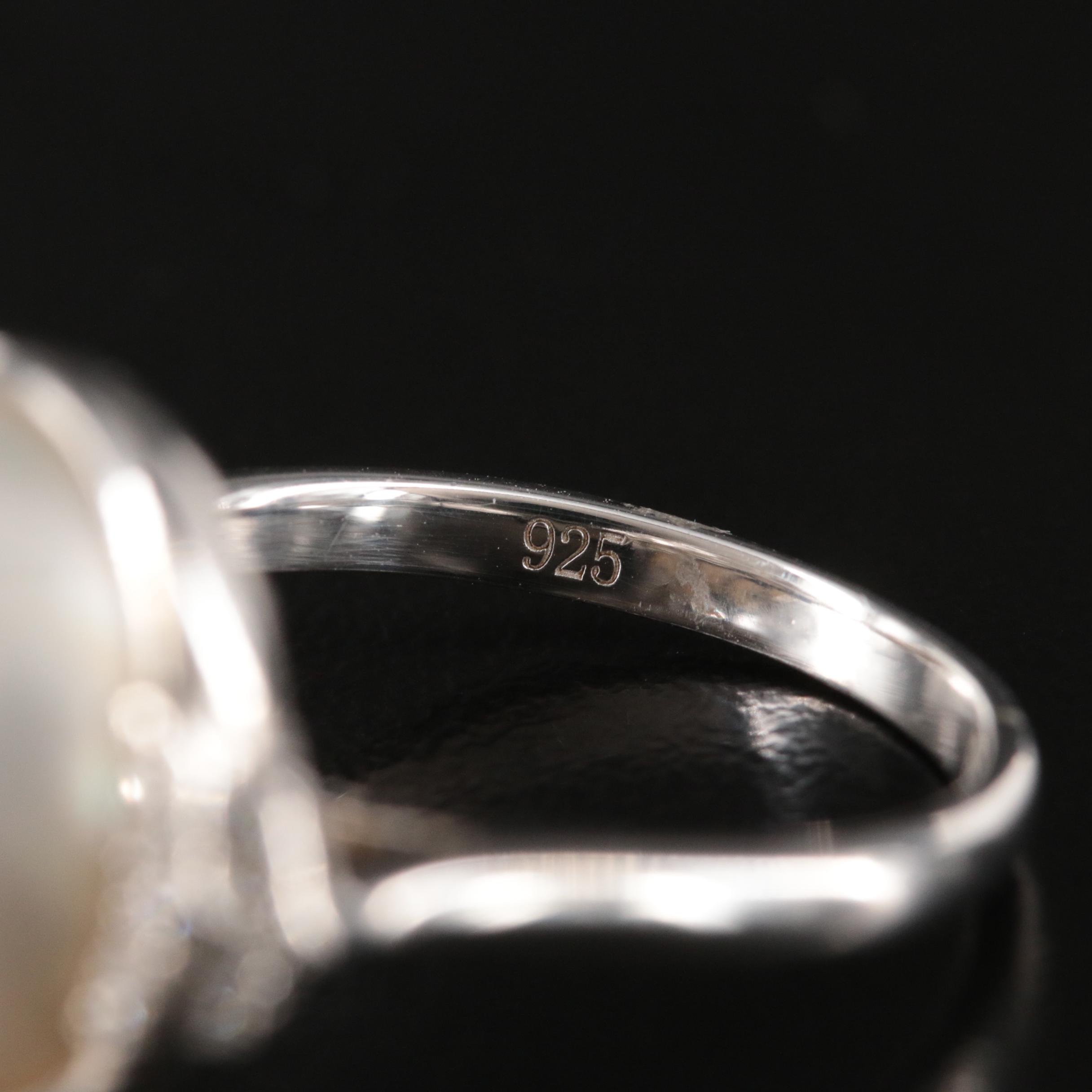 Effy Sterling Cultured Pearl and Diamond Ring