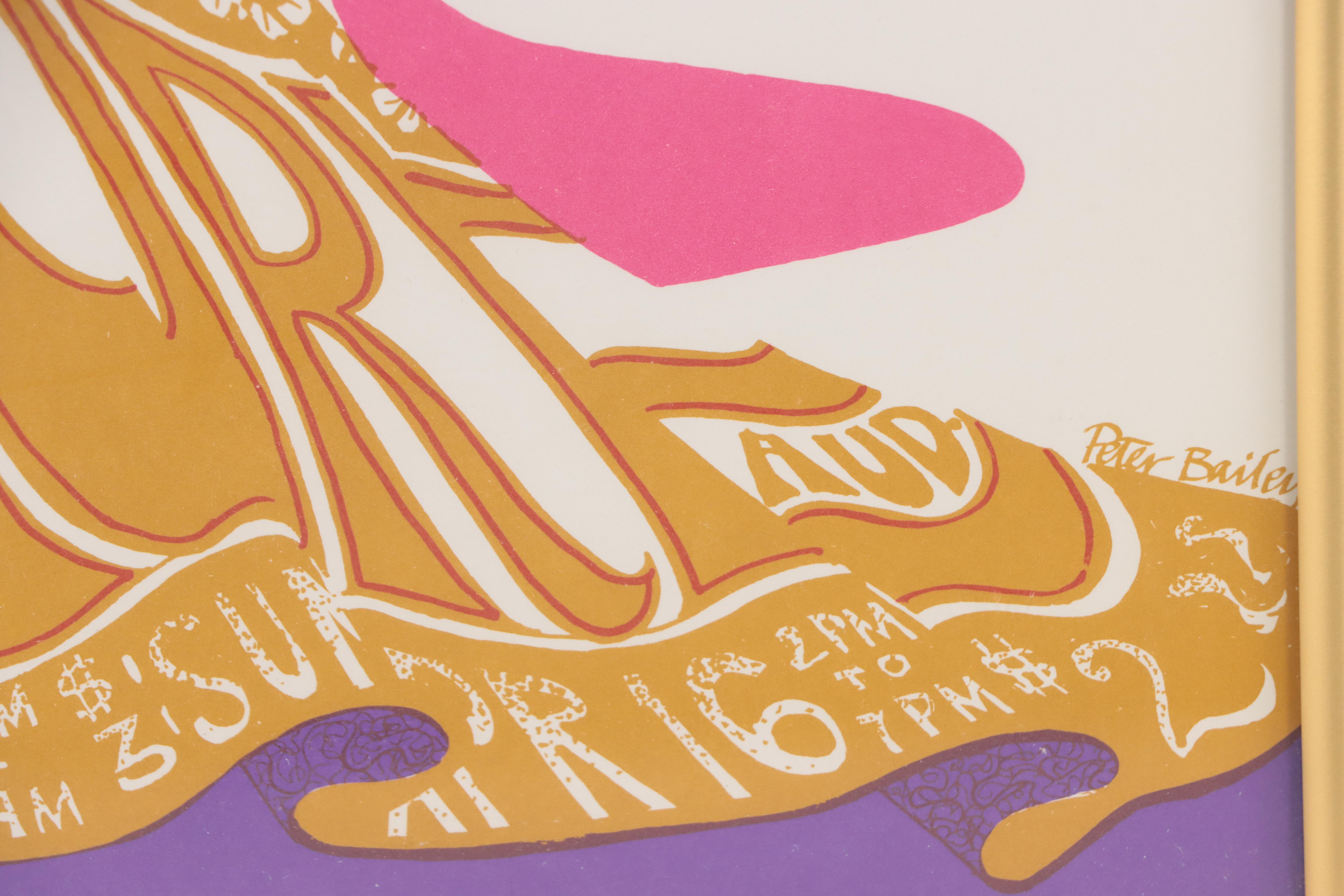 Color Lithograph Concert Poster After Peter Bailey, 1967