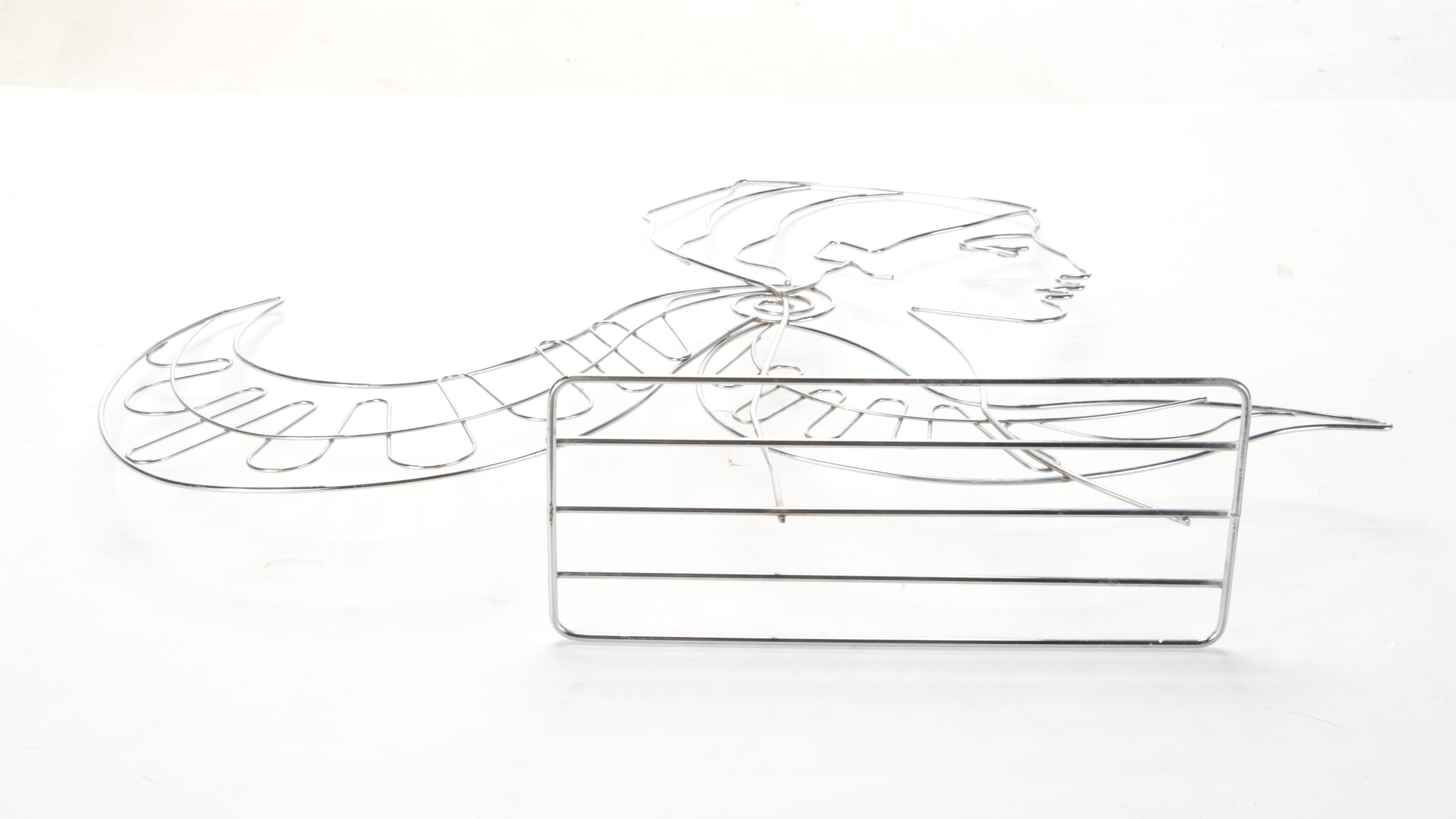 Chrome Wire Sculpture of a Female Bust