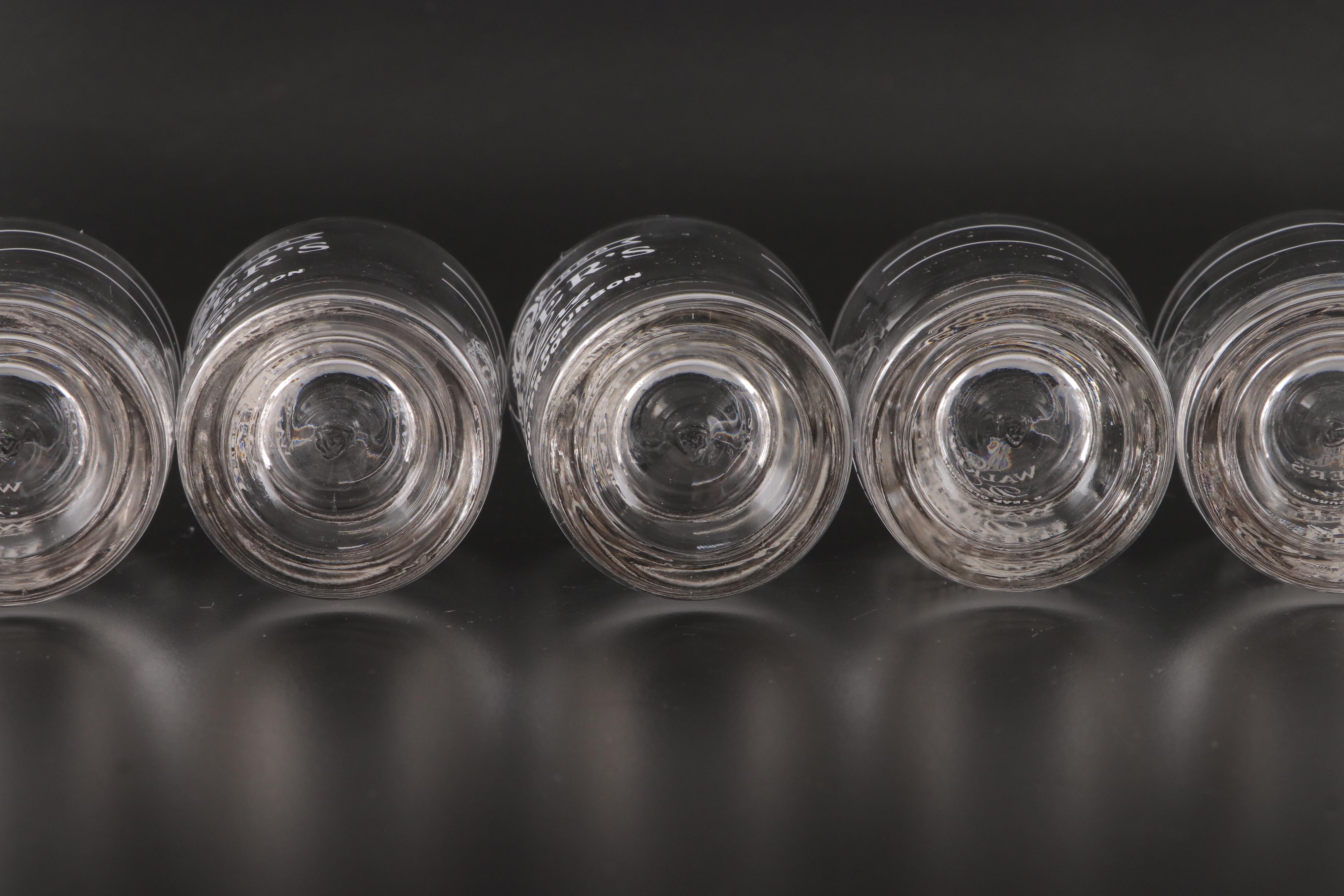 Federal Glass Walker's Bourbon Tasting Glasses, Mid to Late 20th Century