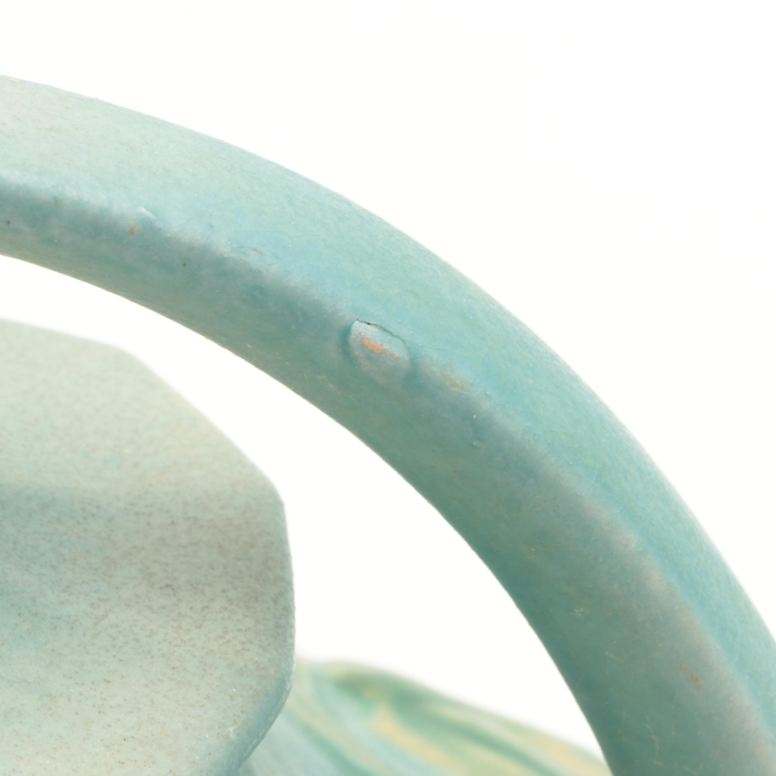 Roseville White "Clematis" Teapot and Creamer with Centerpiece Bowl and Vase