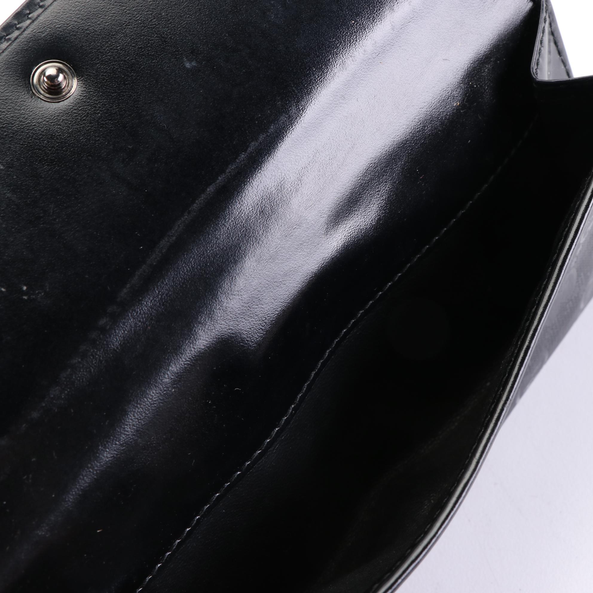 Gucci Black GG Imprime Coated Canvas GG Charm Flap Continental Wallet