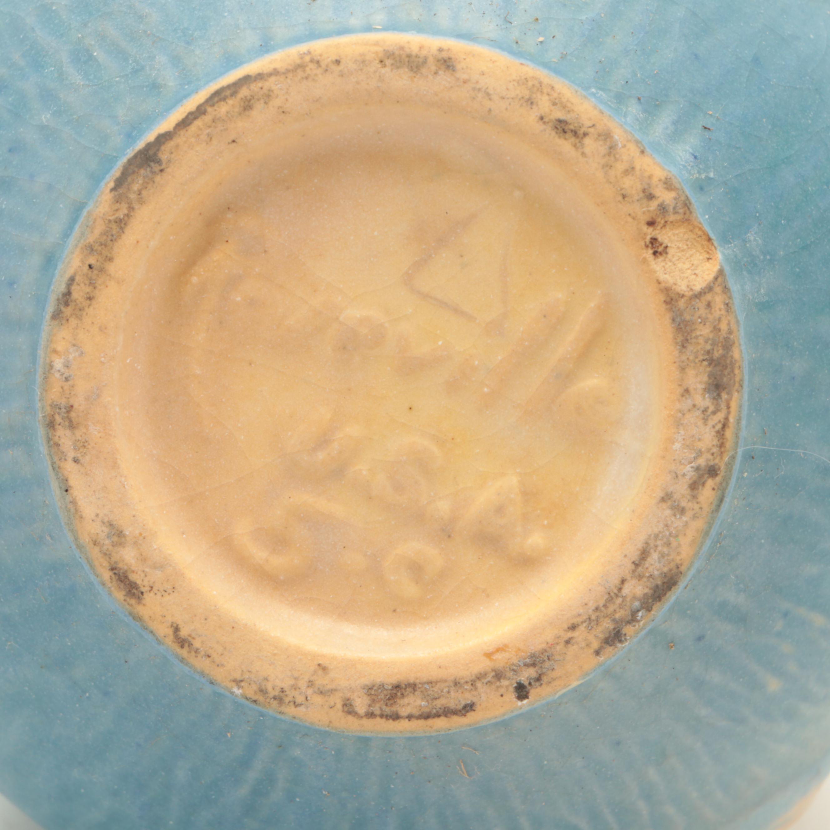 Roseville White "Clematis" Teapot and Creamer with Centerpiece Bowl and Vase