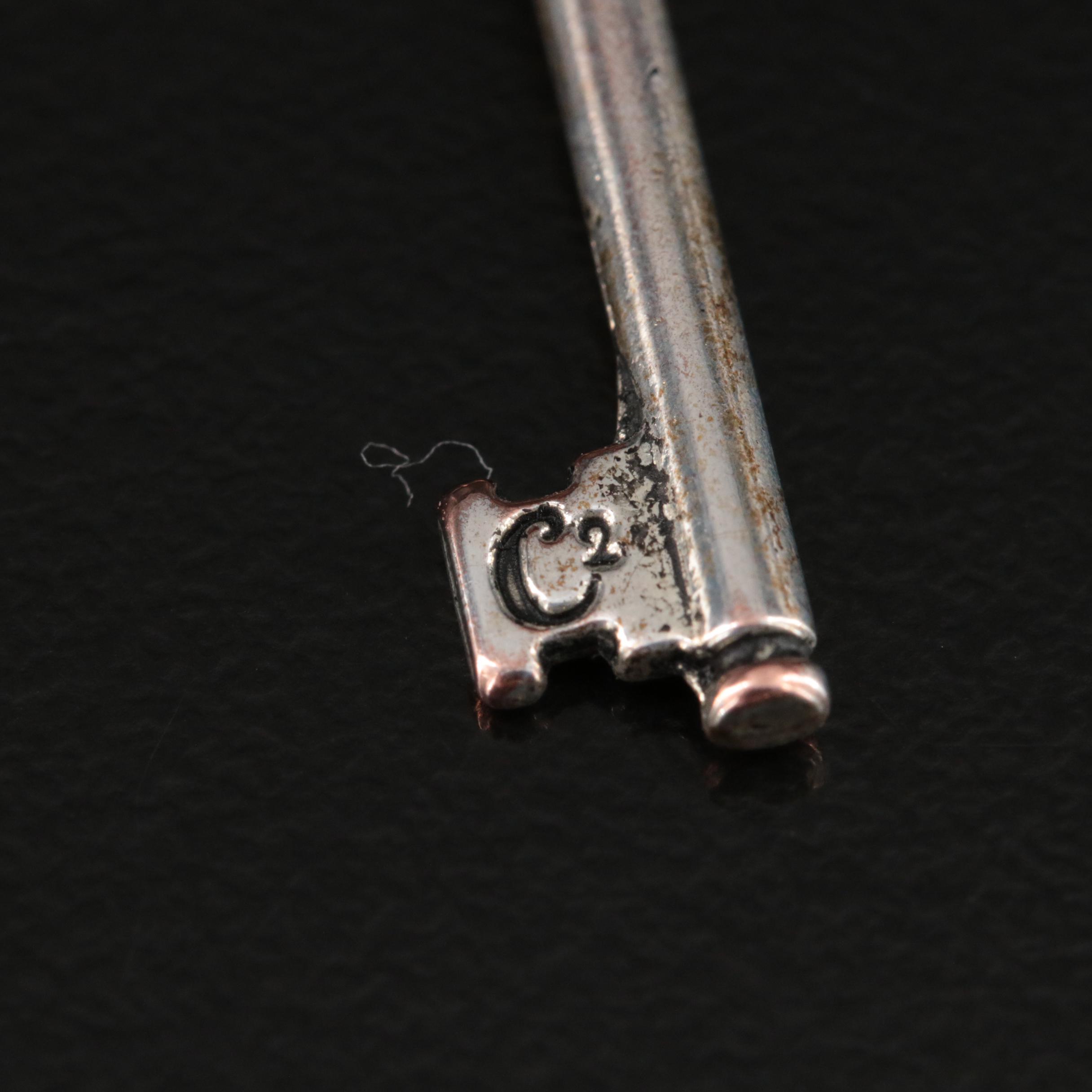 Key Pendant on Bead Chain Necklace