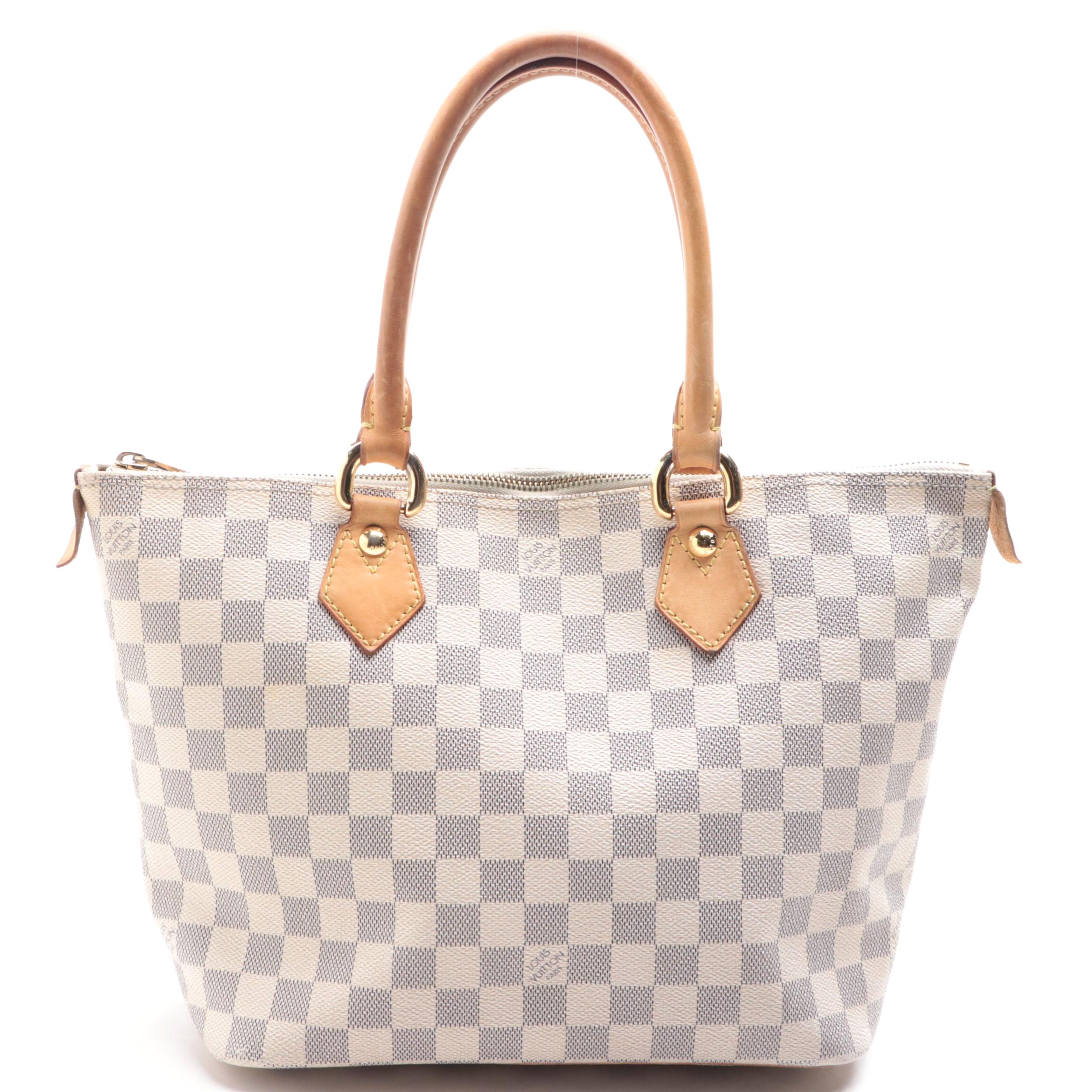 Louis Vuitton Saleya Tote in Damier Azur Canvas and Vachetta Leather