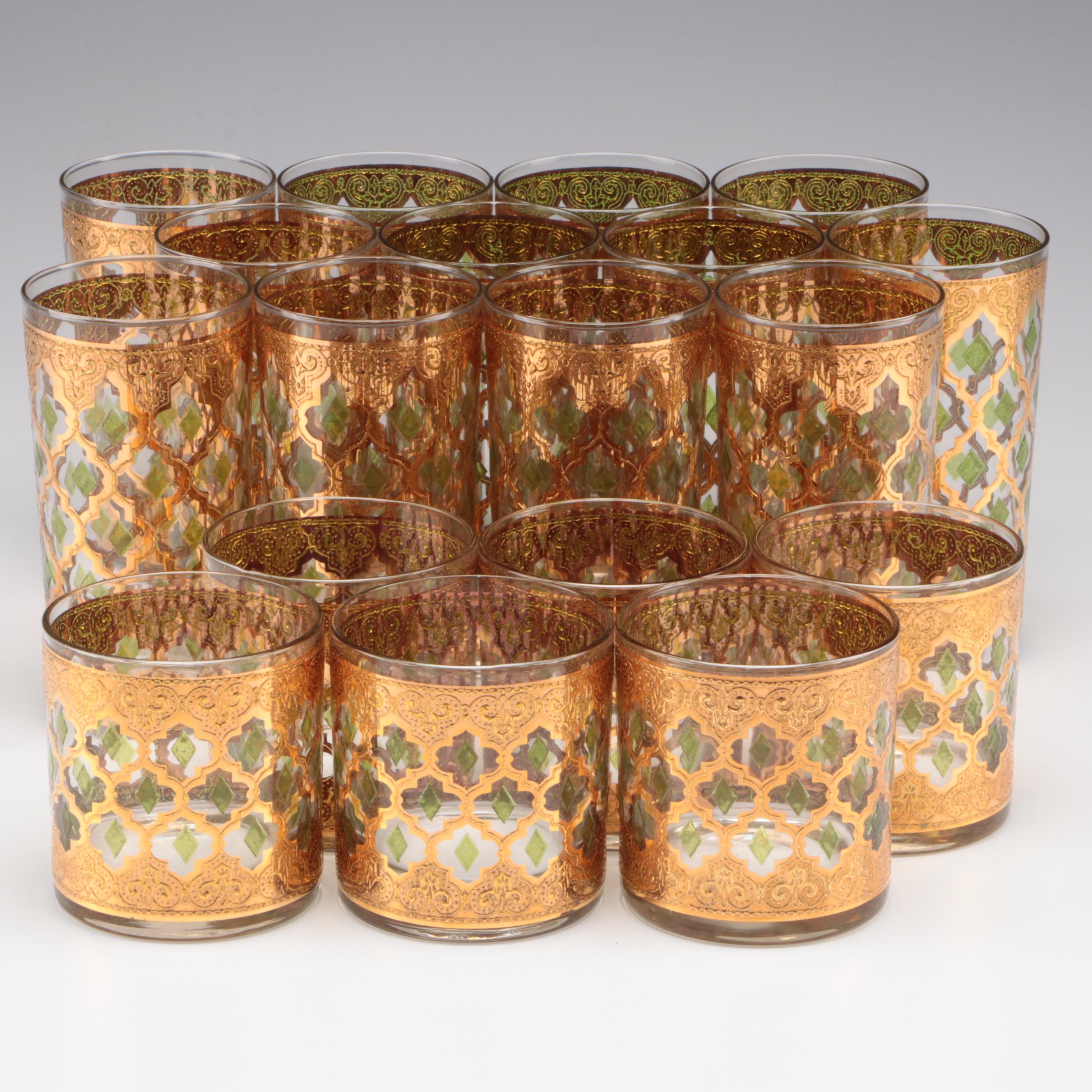 Culver "Valencia" Old Fashioned Glasses and Highball Glasses, Mid-20th Century