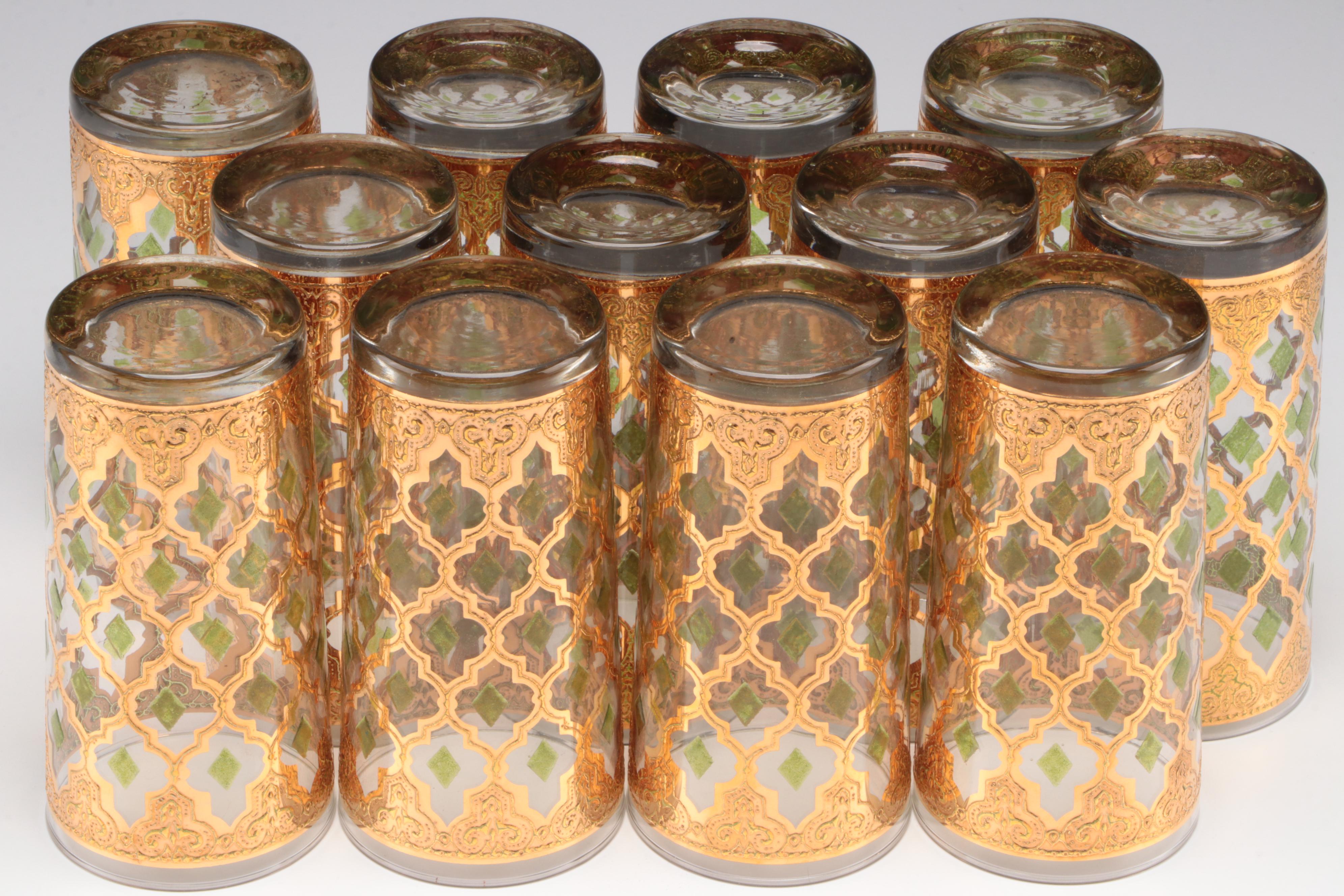 Culver "Valencia" Old Fashioned Glasses and Highball Glasses, Mid-20th Century