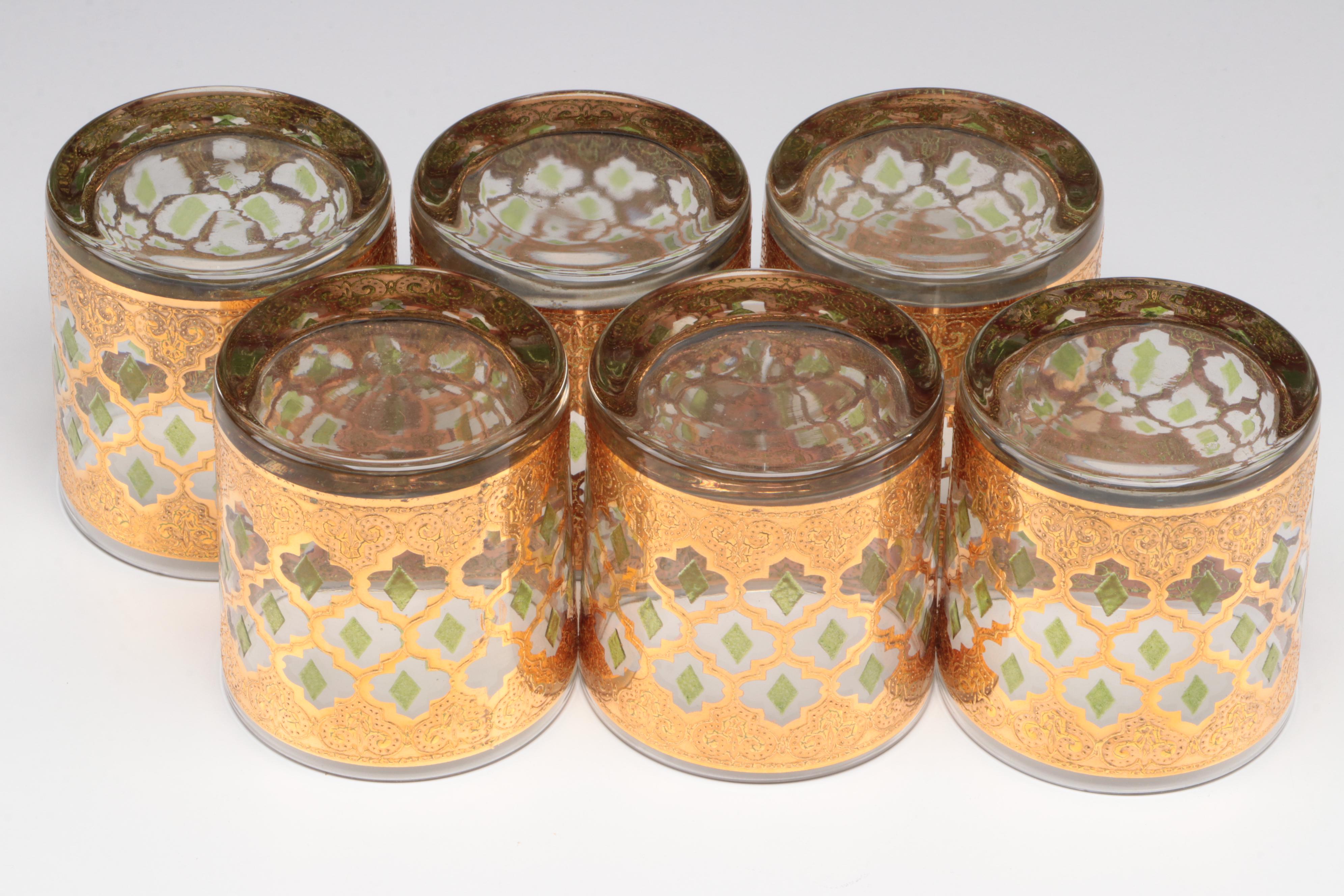 Culver "Valencia" Old Fashioned Glasses and Highball Glasses, Mid-20th Century