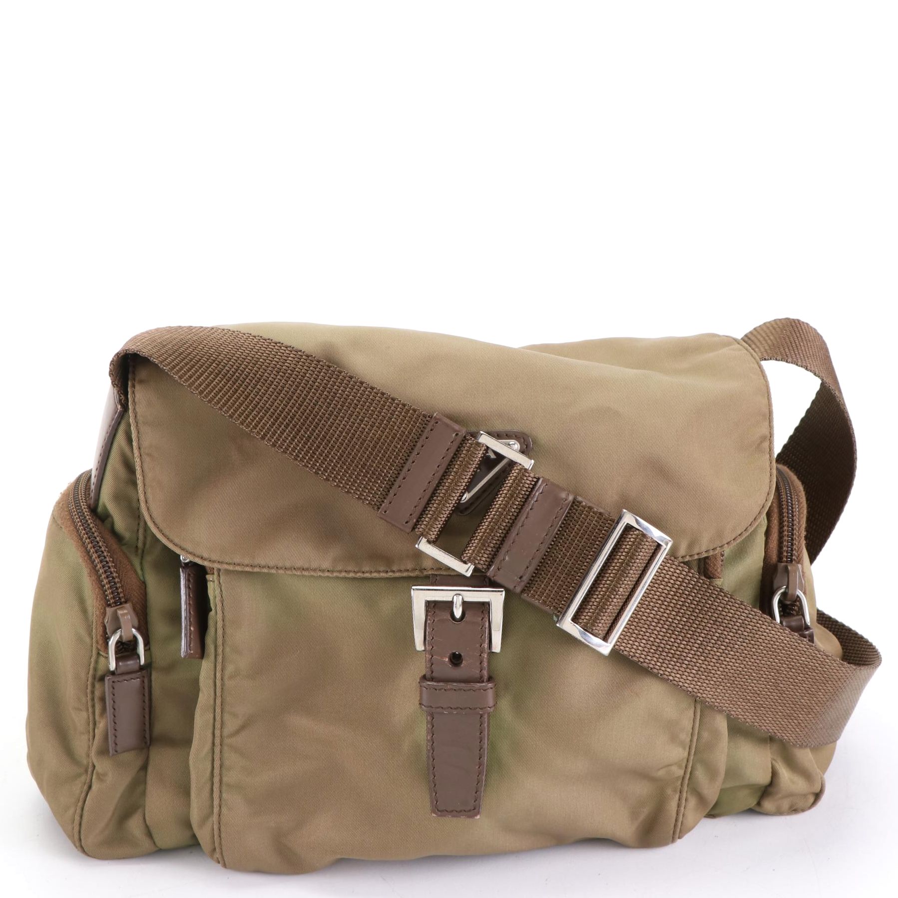 Prada Crossbody Bag in Nylon Twill with Leather Trim