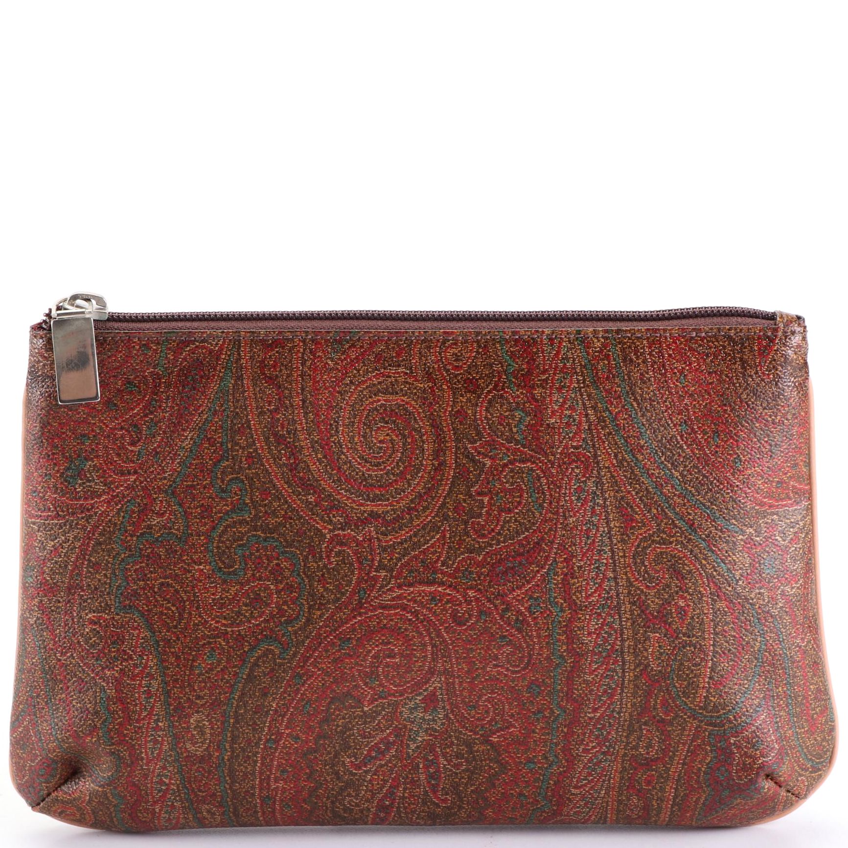ETRO Accessories Pouch in Paisley Coated Canvas and Leather
