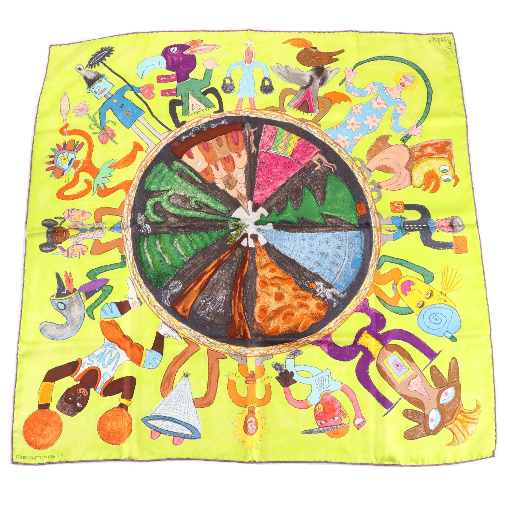 Louis Vuitton Limited Edition William Wilson "La Ronde Des Signes" Silk Scarf