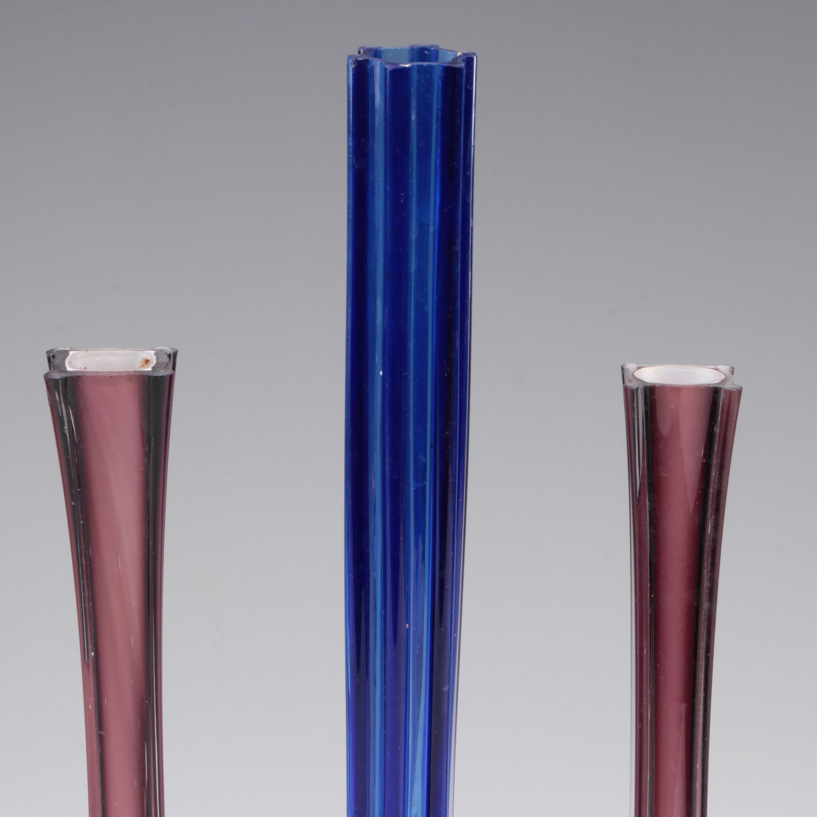 Cased and Optic Mold Blown Glass Vases