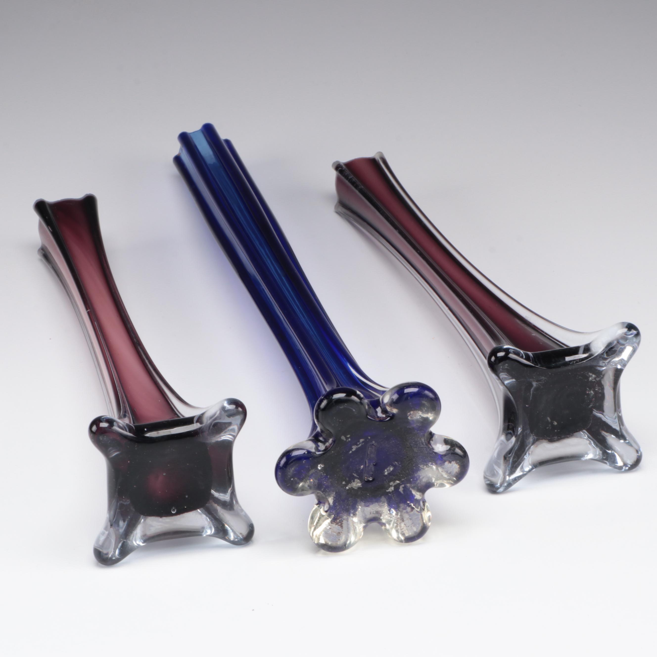 Cased and Optic Mold Blown Glass Vases