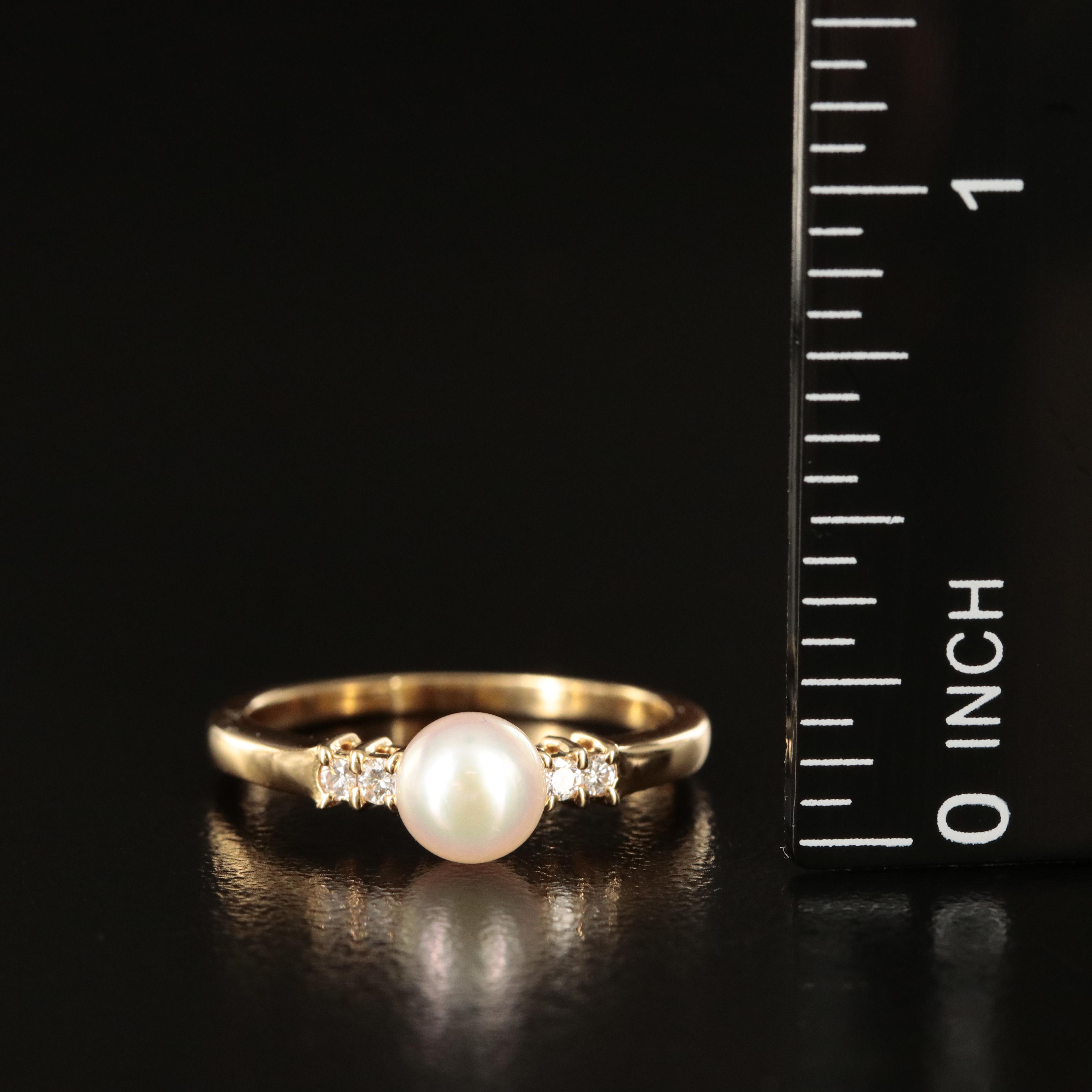 Mikimoto 18K Pearl and Diamond Ring