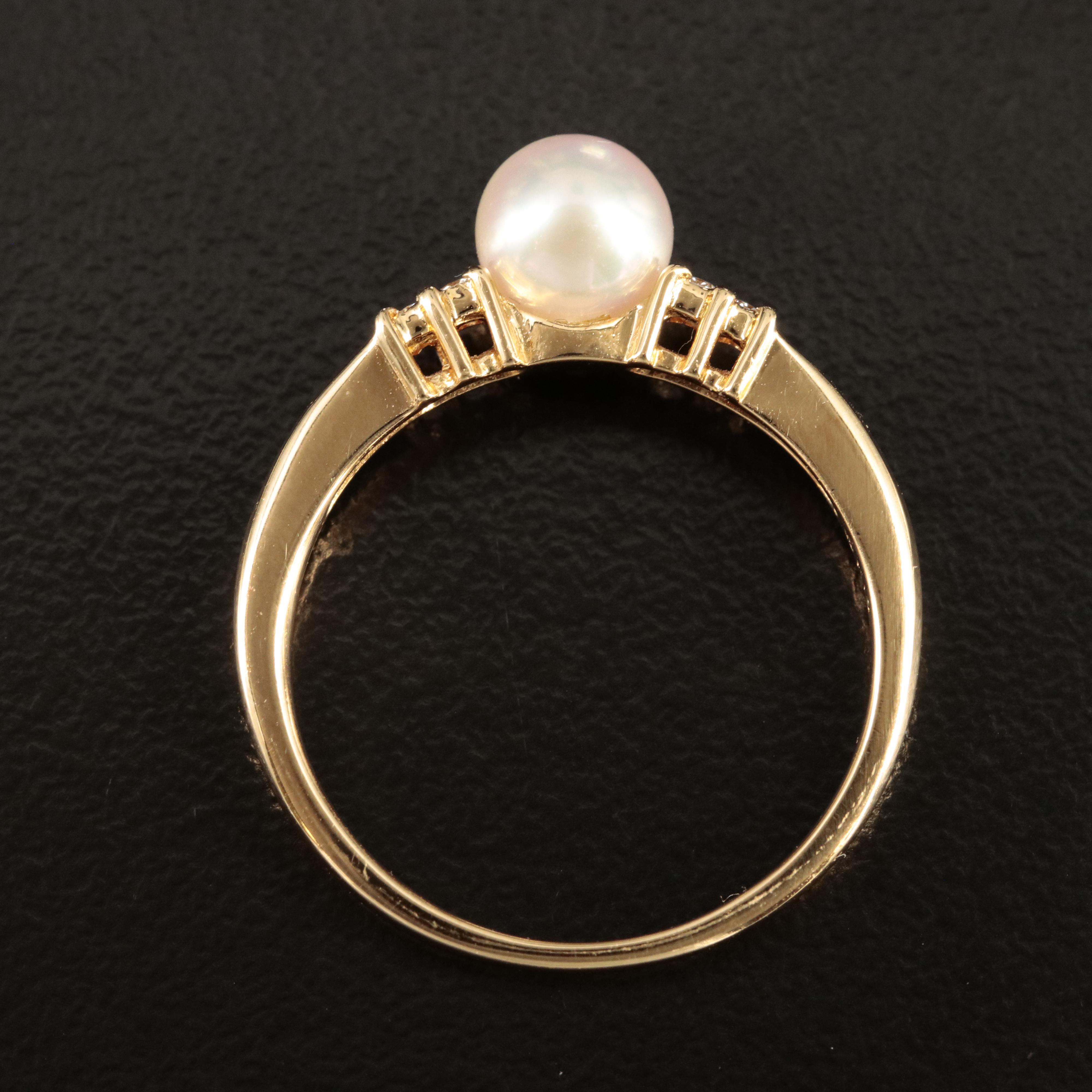Mikimoto 18K Pearl and Diamond Ring