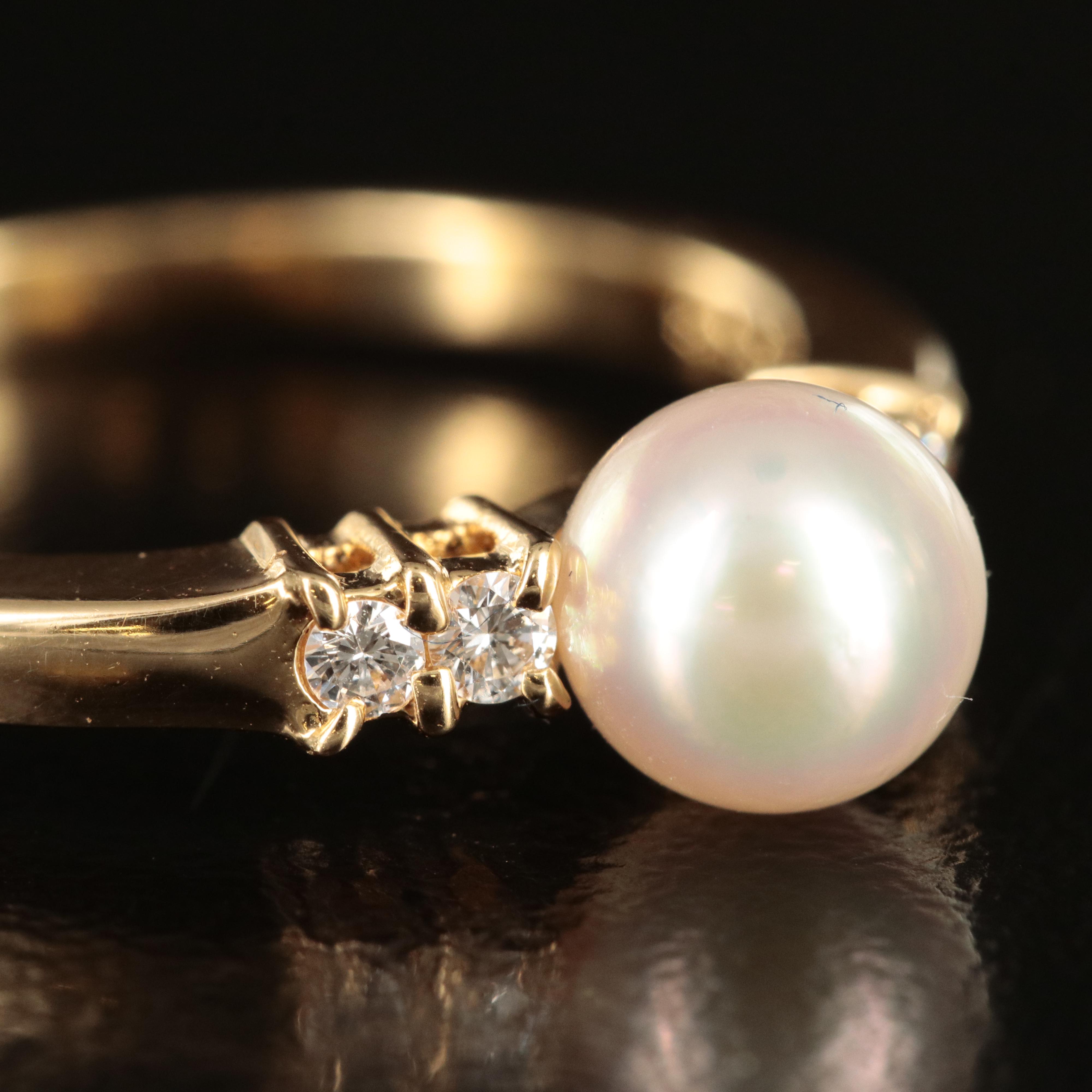 Mikimoto 18K Pearl and Diamond Ring