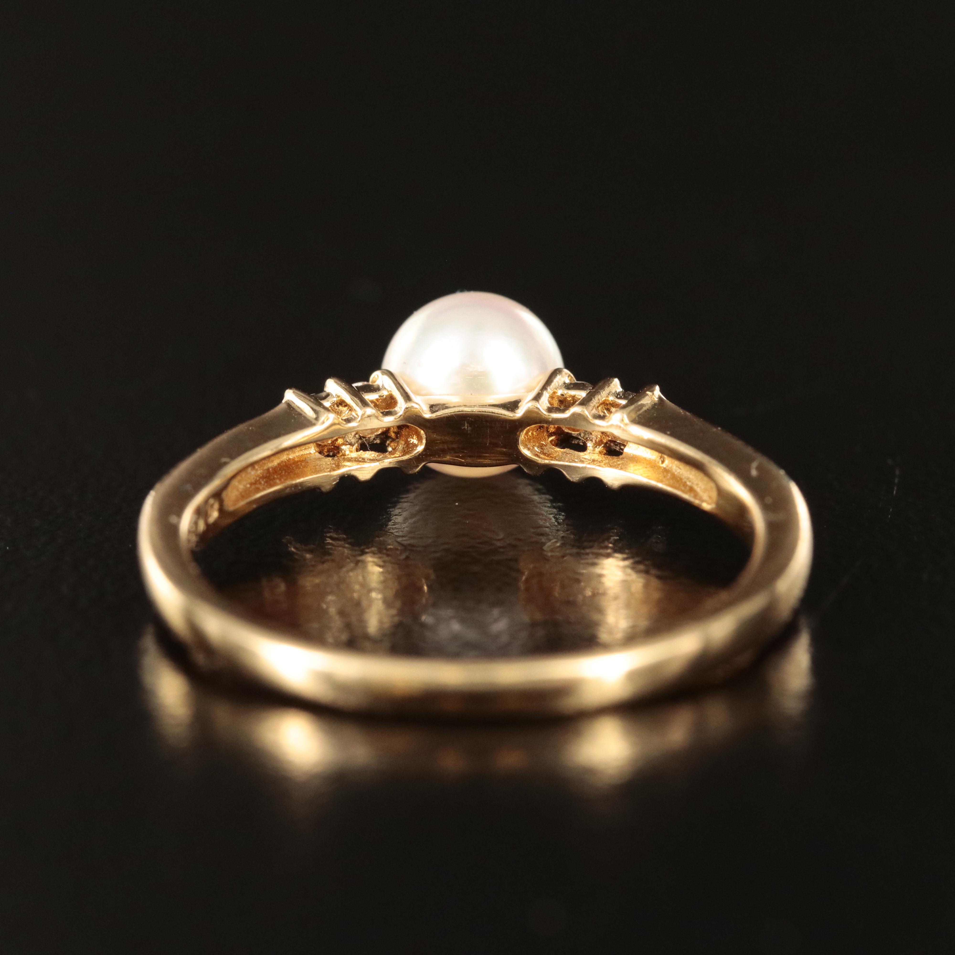 Mikimoto 18K Pearl and Diamond Ring