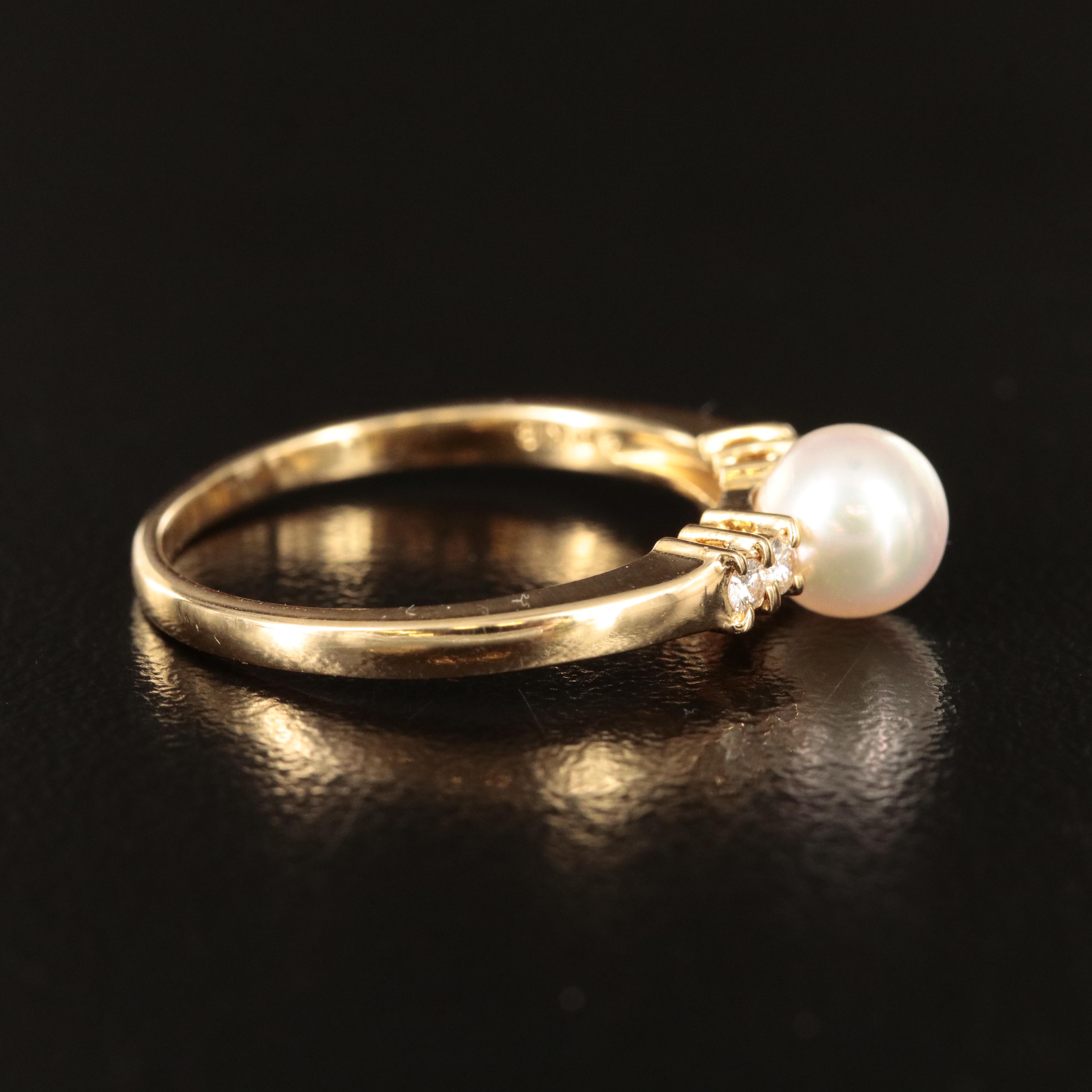 Mikimoto 18K Pearl and Diamond Ring