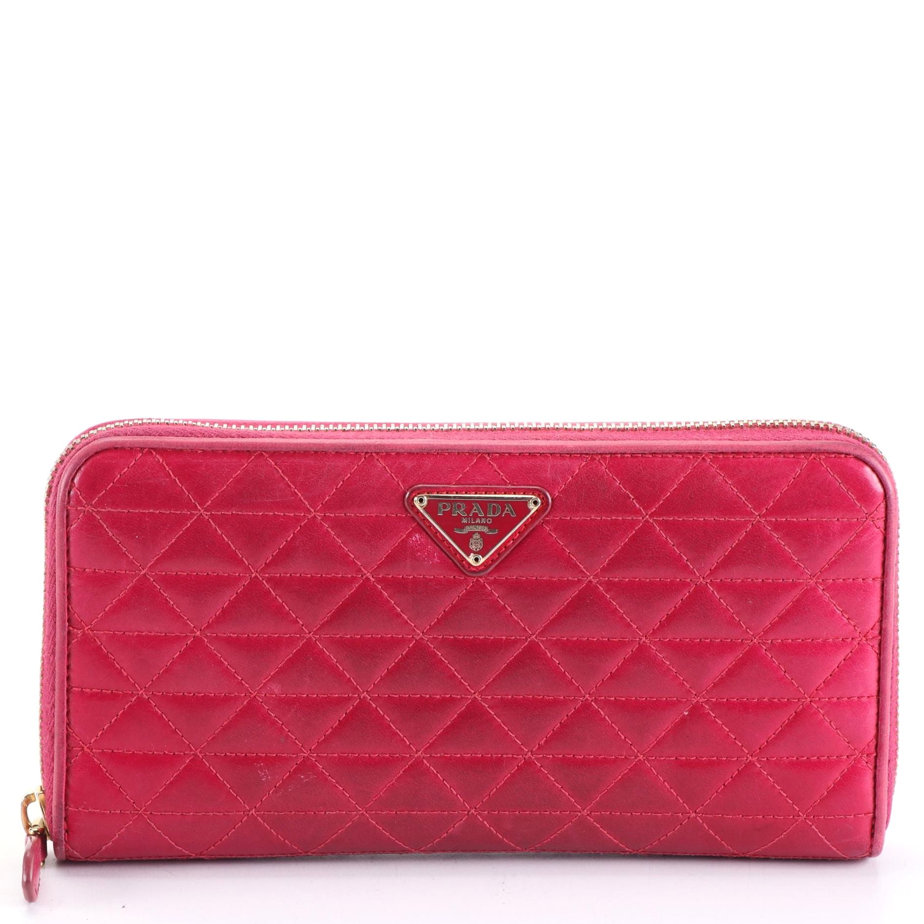 Prada Zip-Around Wallet in Quilted Leather with Box