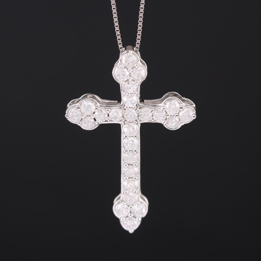 10K 0.51 CTW Diamond Cross Necklace