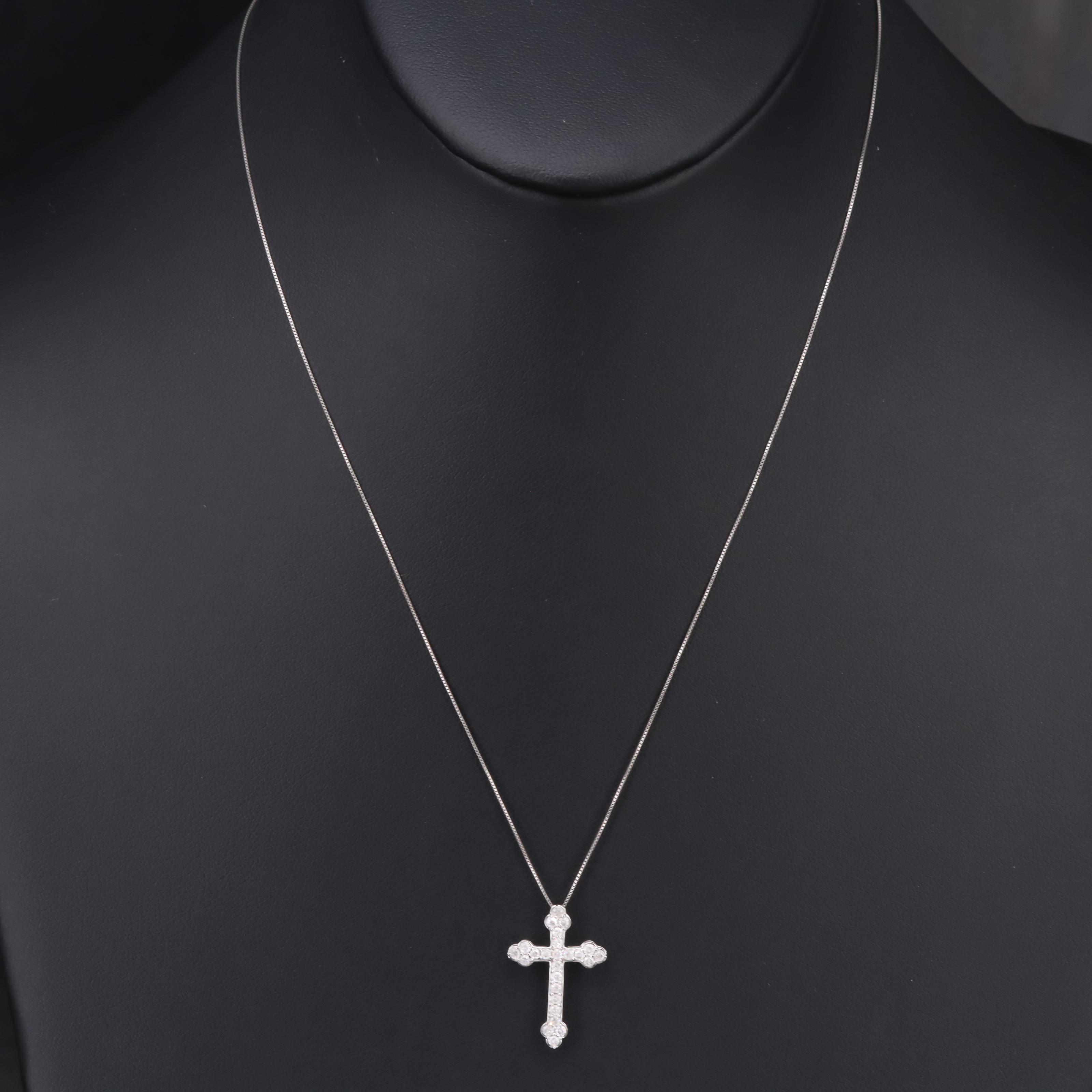 10K 0.51 CTW Diamond Cross Necklace