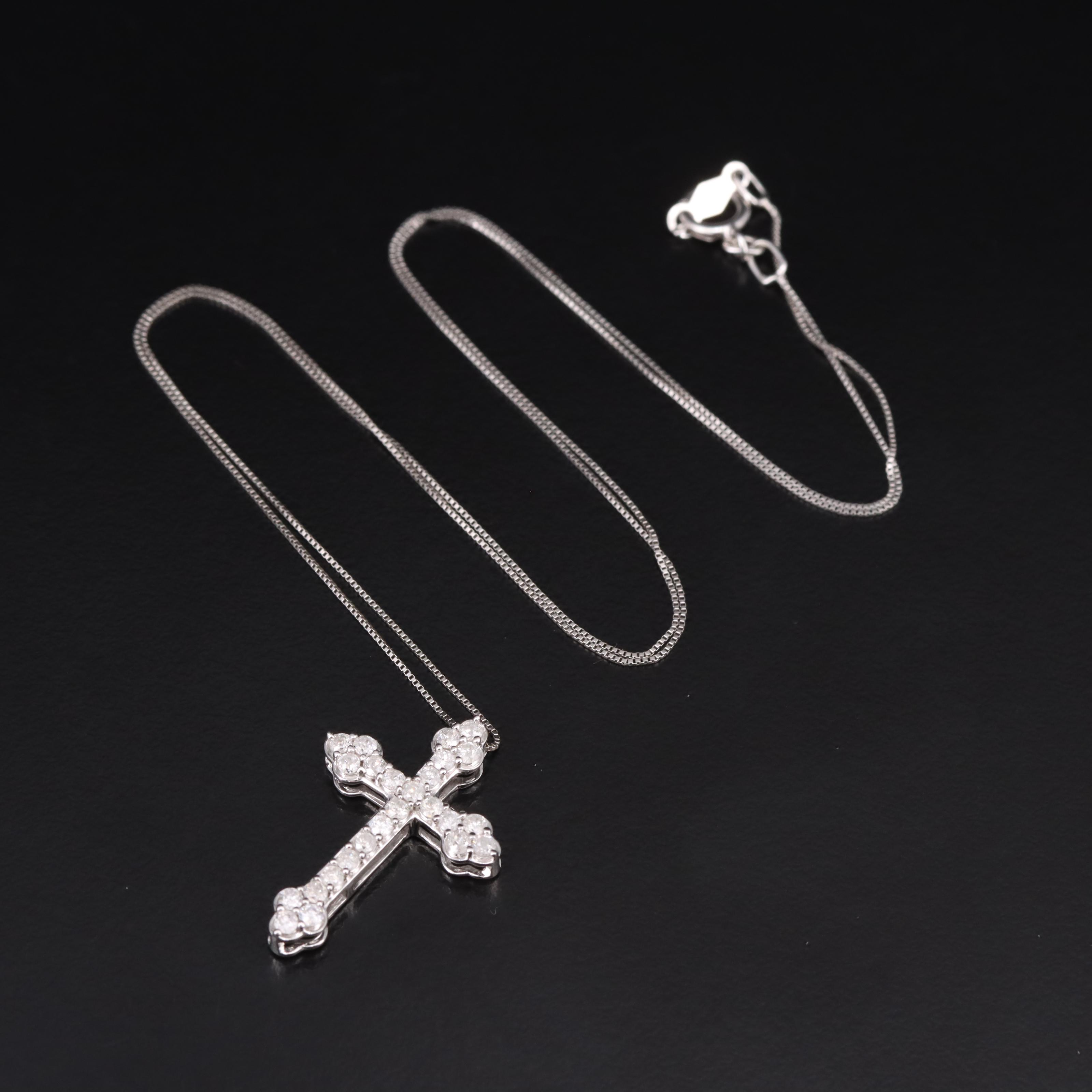 10K 0.51 CTW Diamond Cross Necklace