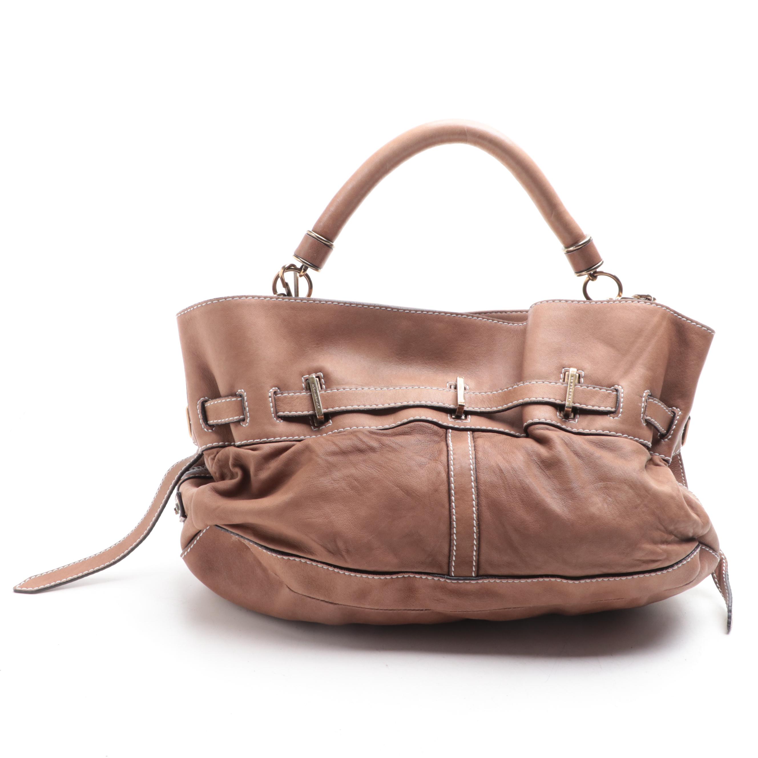 Burberry Leather Two-Way Bag with Contrast Stitching