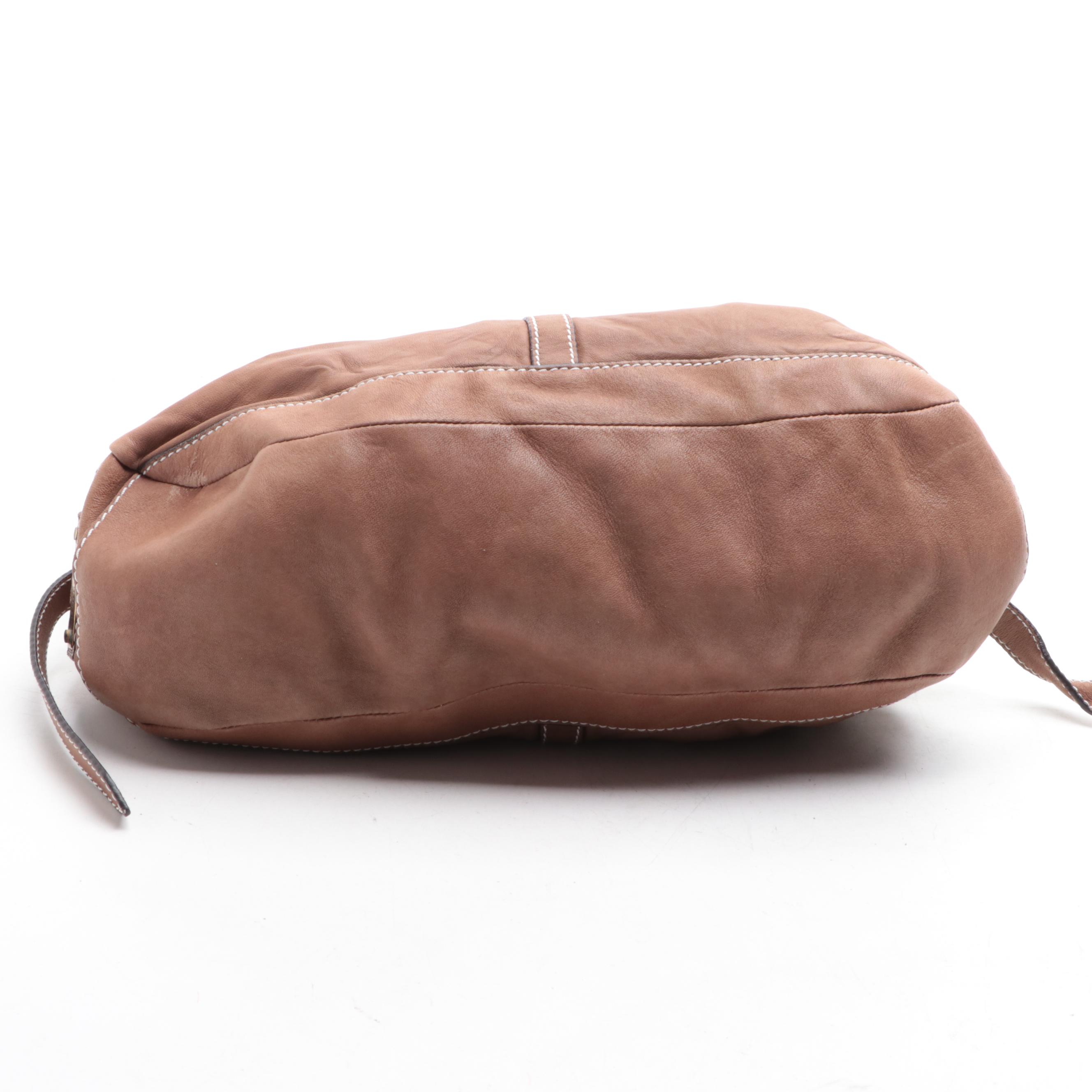 Burberry Leather Two-Way Bag with Contrast Stitching