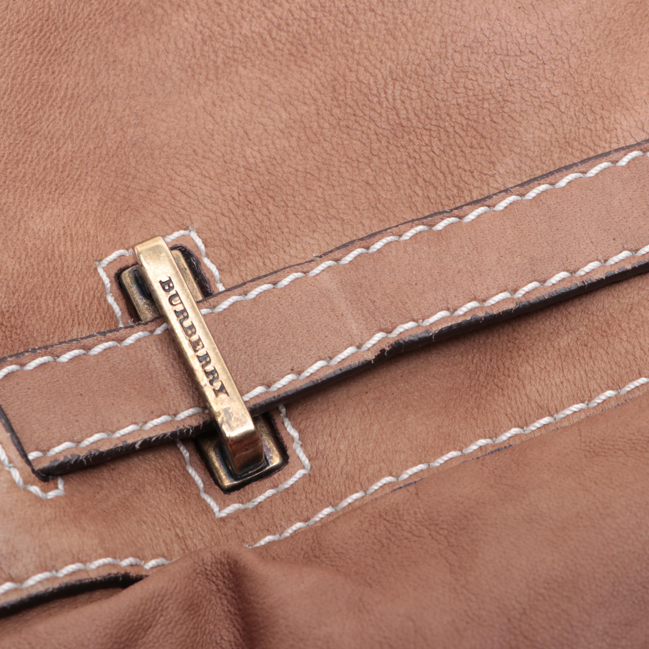 Burberry Leather Two-Way Bag with Contrast Stitching