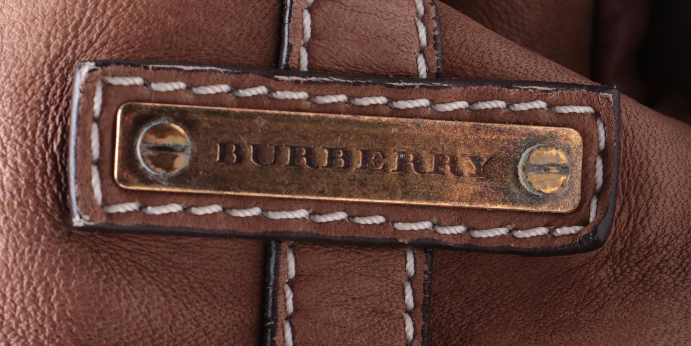 Burberry Leather Two-Way Bag with Contrast Stitching