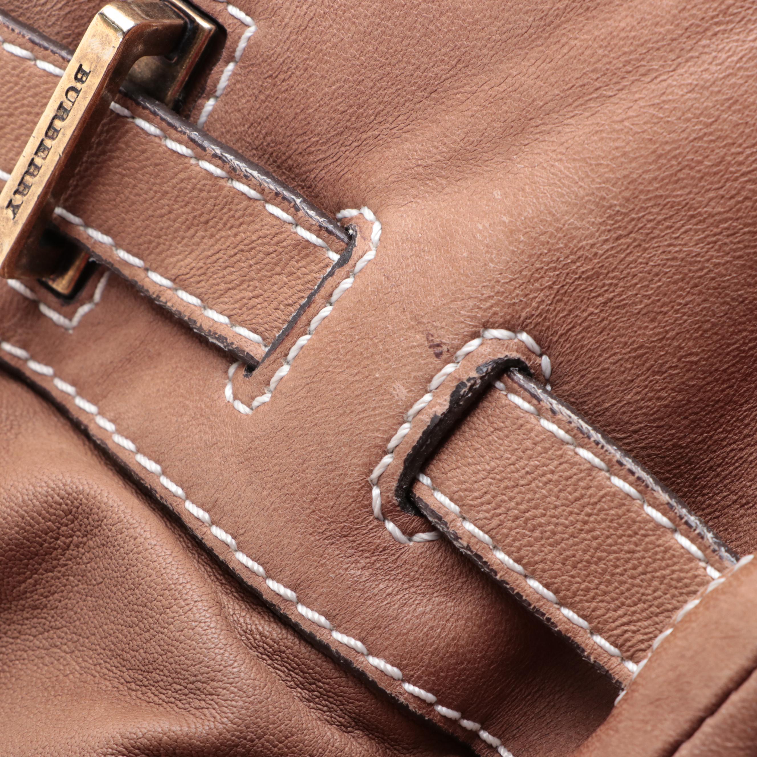 Burberry Leather Two-Way Bag with Contrast Stitching