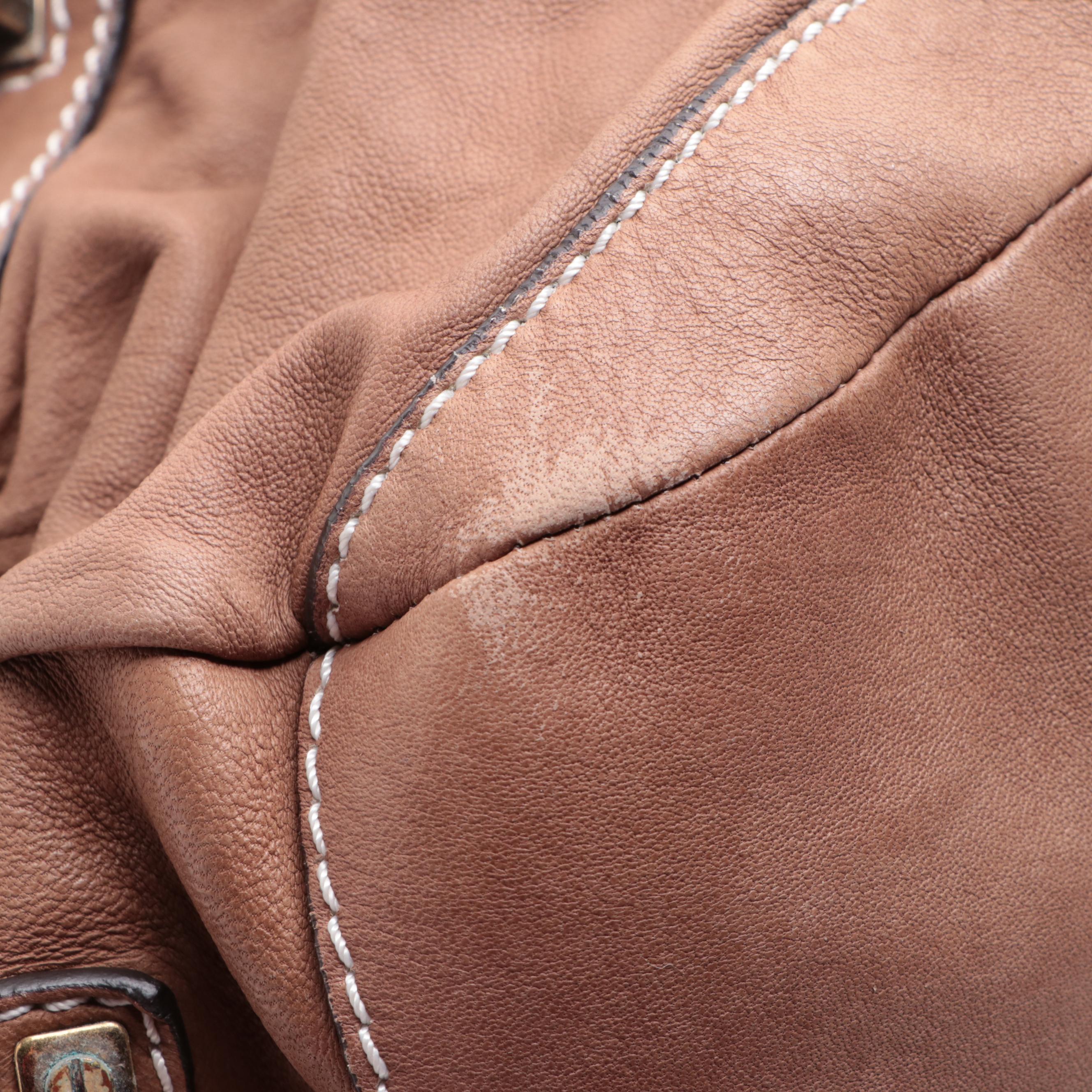 Burberry Leather Two-Way Bag with Contrast Stitching