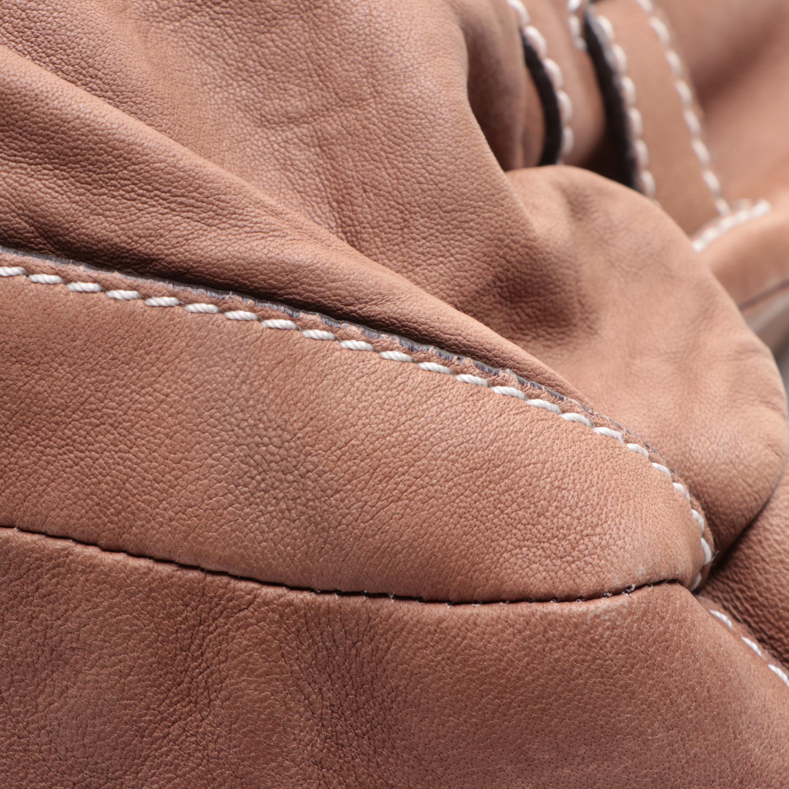 Burberry Leather Two-Way Bag with Contrast Stitching