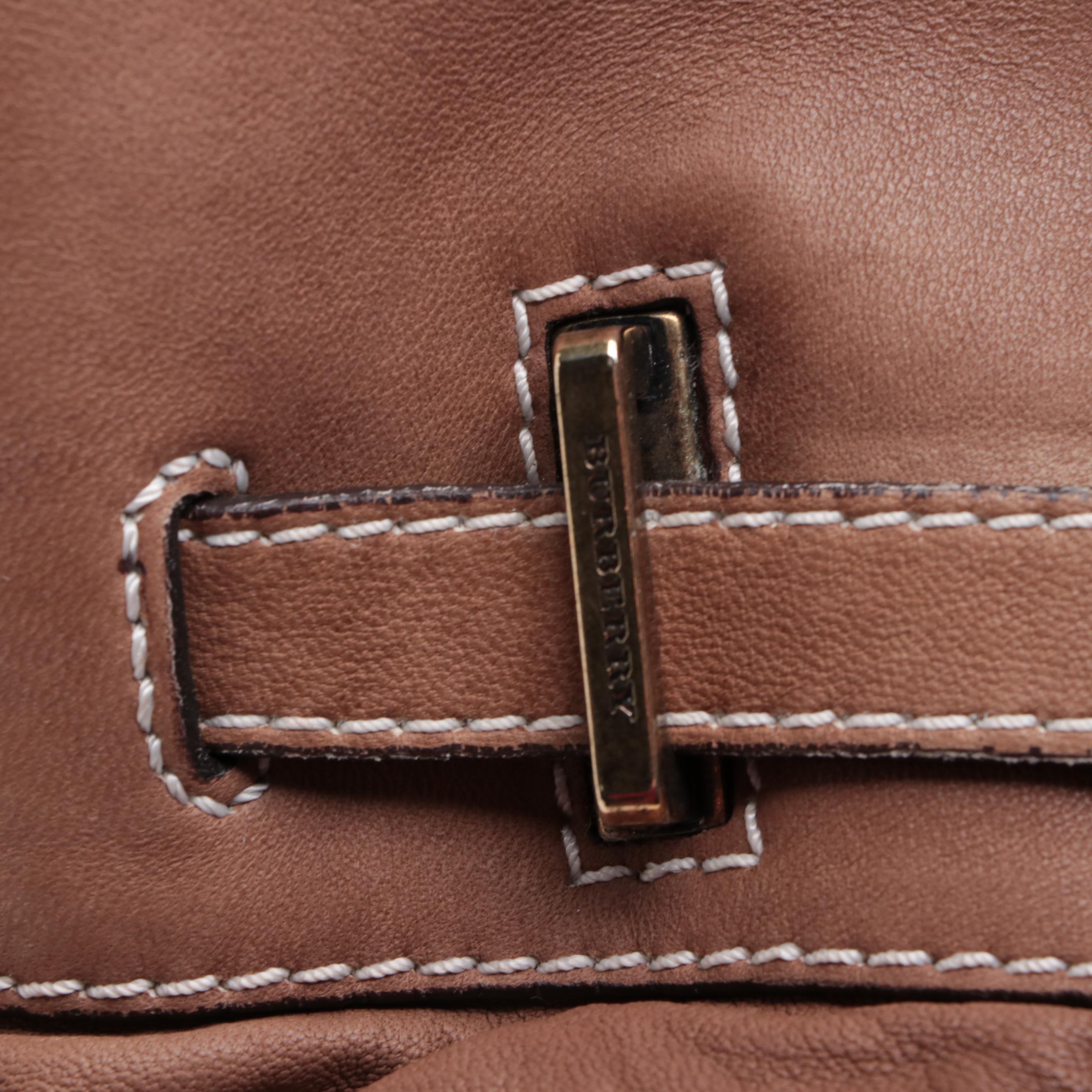 Burberry Leather Two-Way Bag with Contrast Stitching
