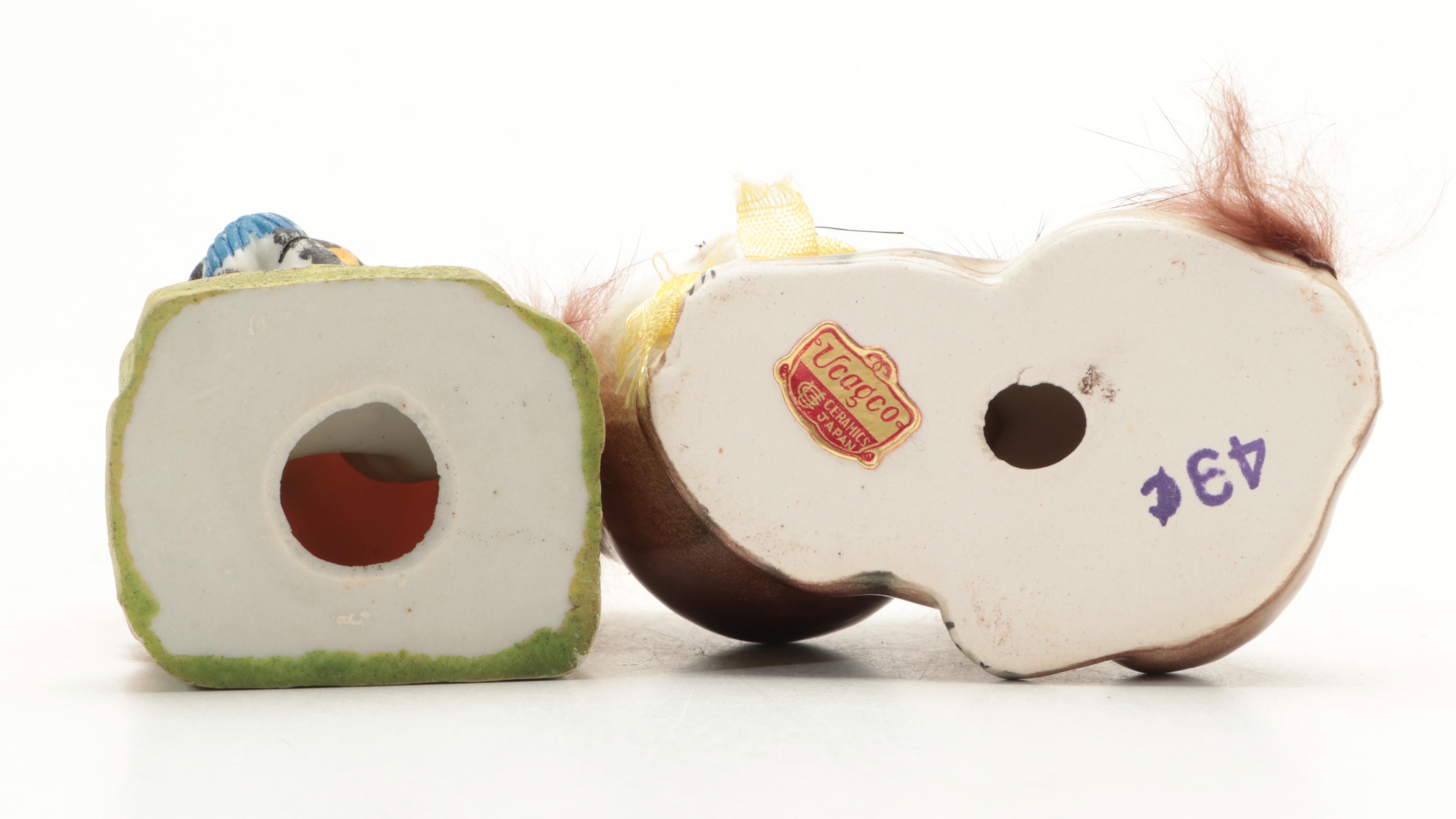 German Chalet Style Coo Coo Table Clock with Other Ceramic Figurines