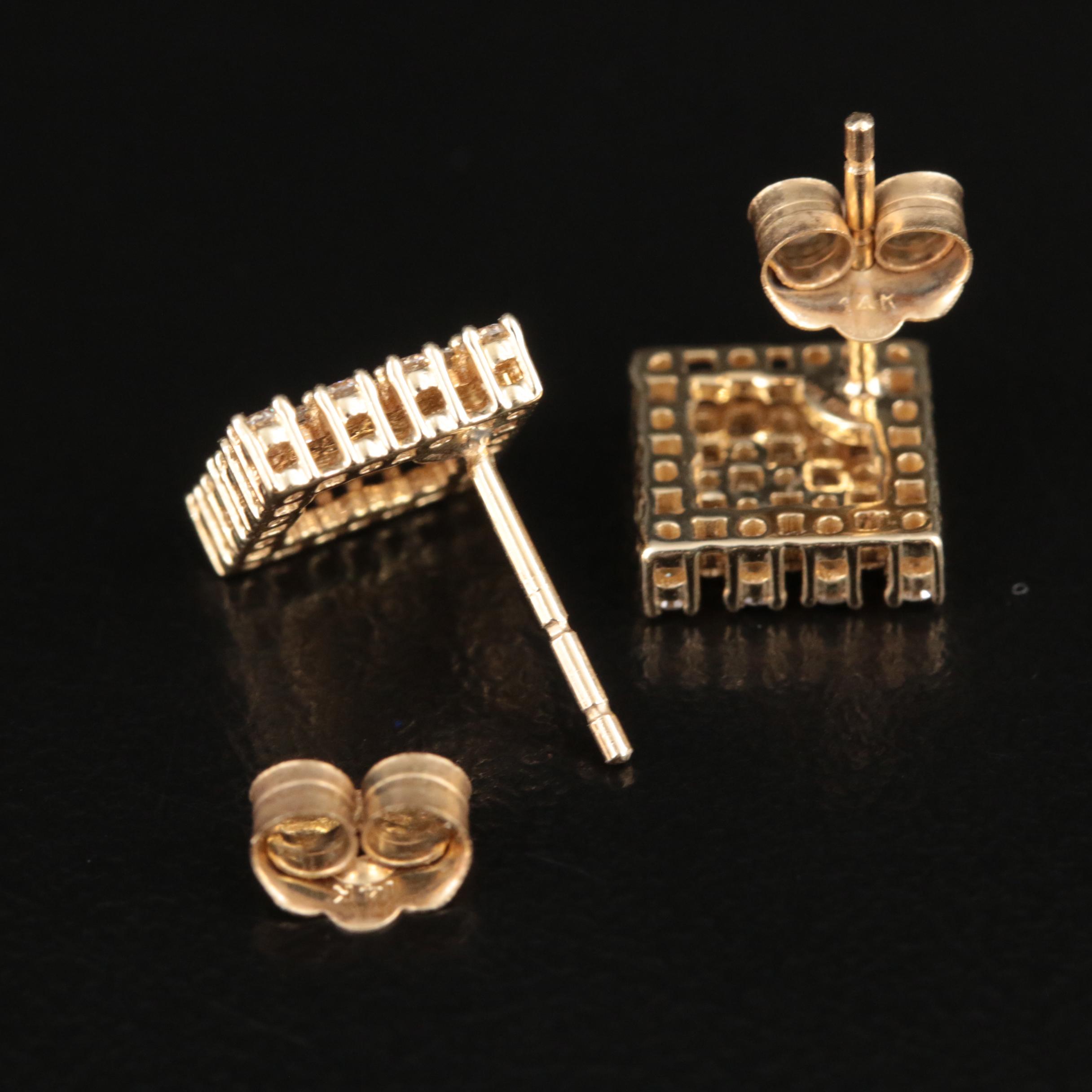 14K 0.57 CTW Diamond Checkerboard Earrings