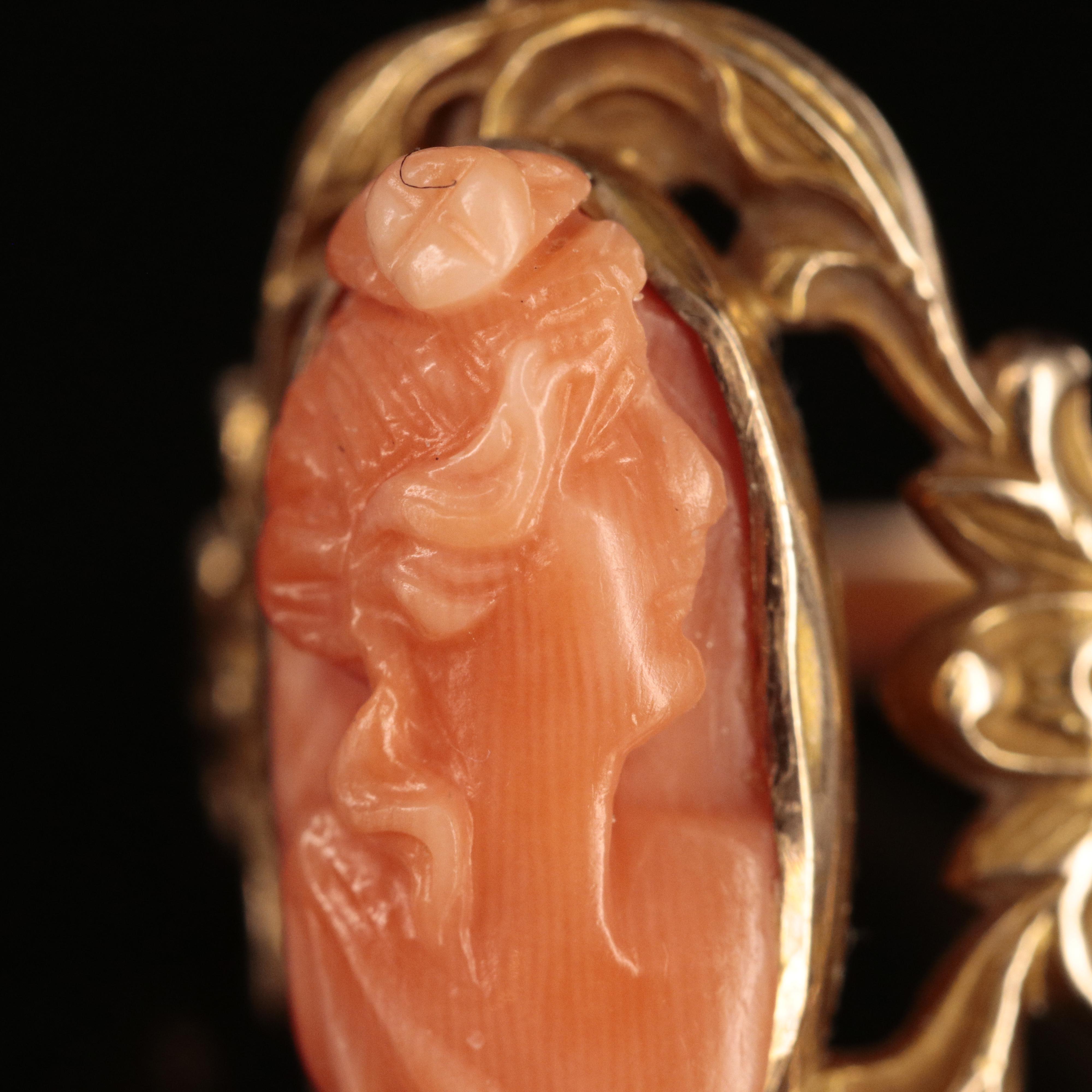 Vintage 10K Coral Cameo Ring